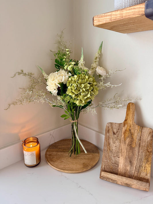 Daphne Handmade Faux Flower Arrangement | Luxury White & Green Hydrangea Bouquet
