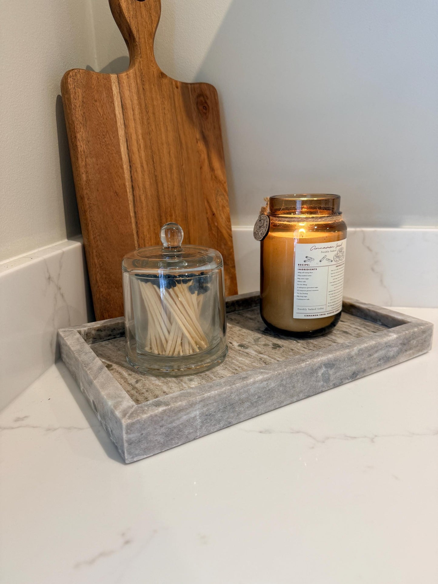 Rectangular Marble Decorative Tray | Bathroom Vanity Tray | Candle, Jewellery & Perfume Display | Luxury Stone Home Decor