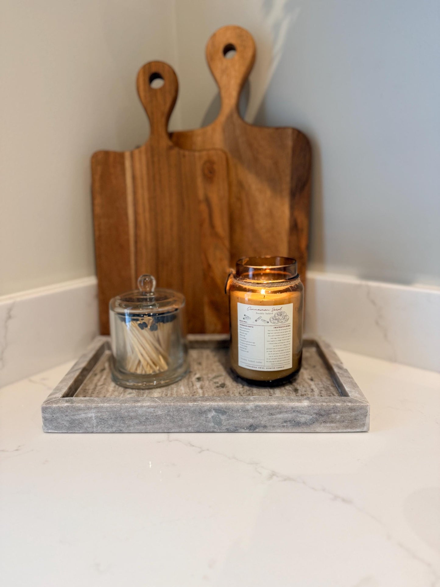 Rectangular Marble Decorative Tray | Bathroom Vanity Tray | Candle, Jewellery & Perfume Display | Luxury Stone Home Decor