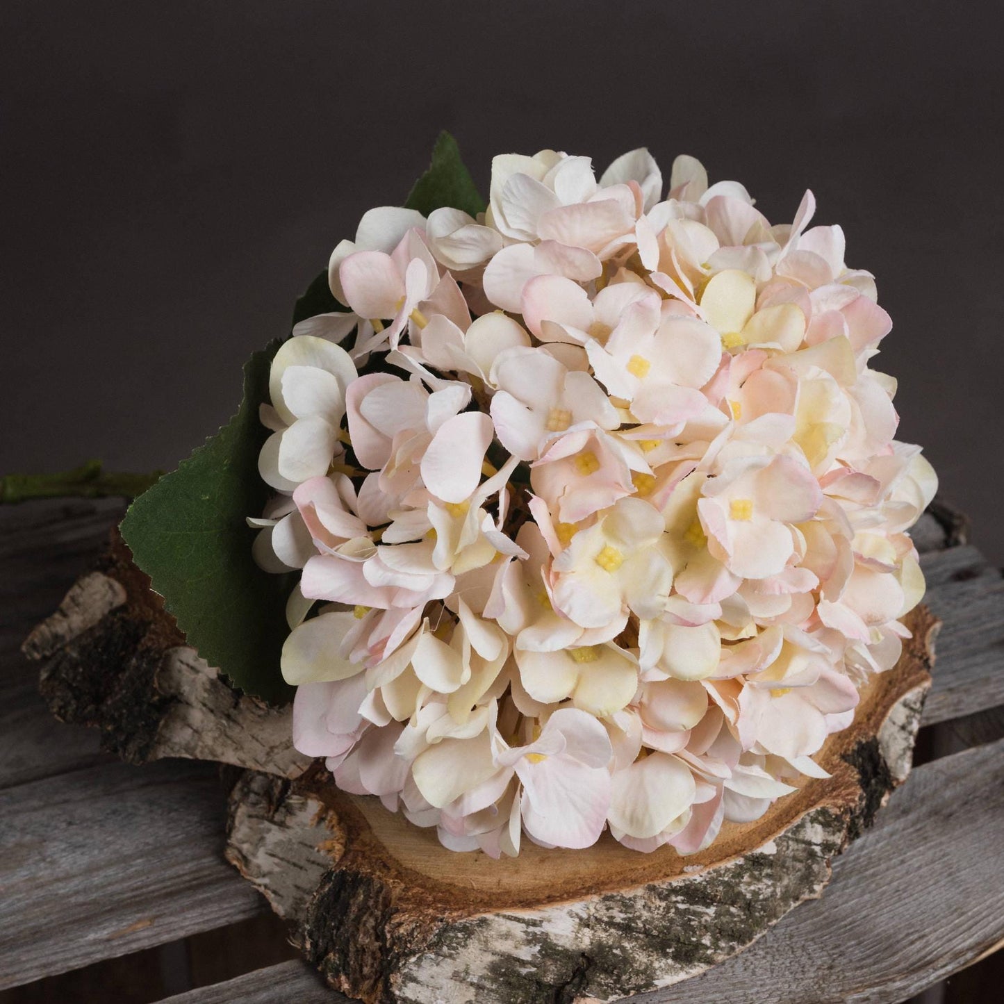 Autumn White with Pink Tone Artificial Hydrangea Stems