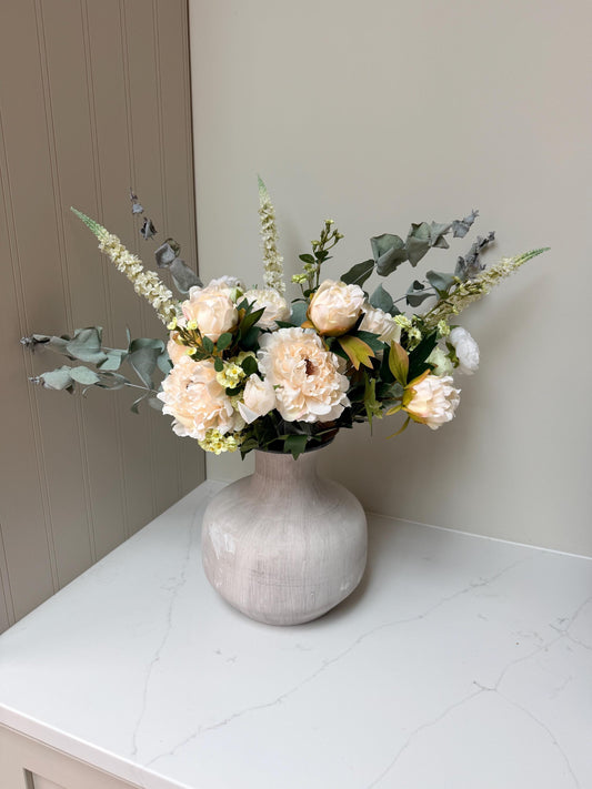 Ophelia – Luxury White Peony & Eucalyptus Arrangement | Artificial Flower Bouquet