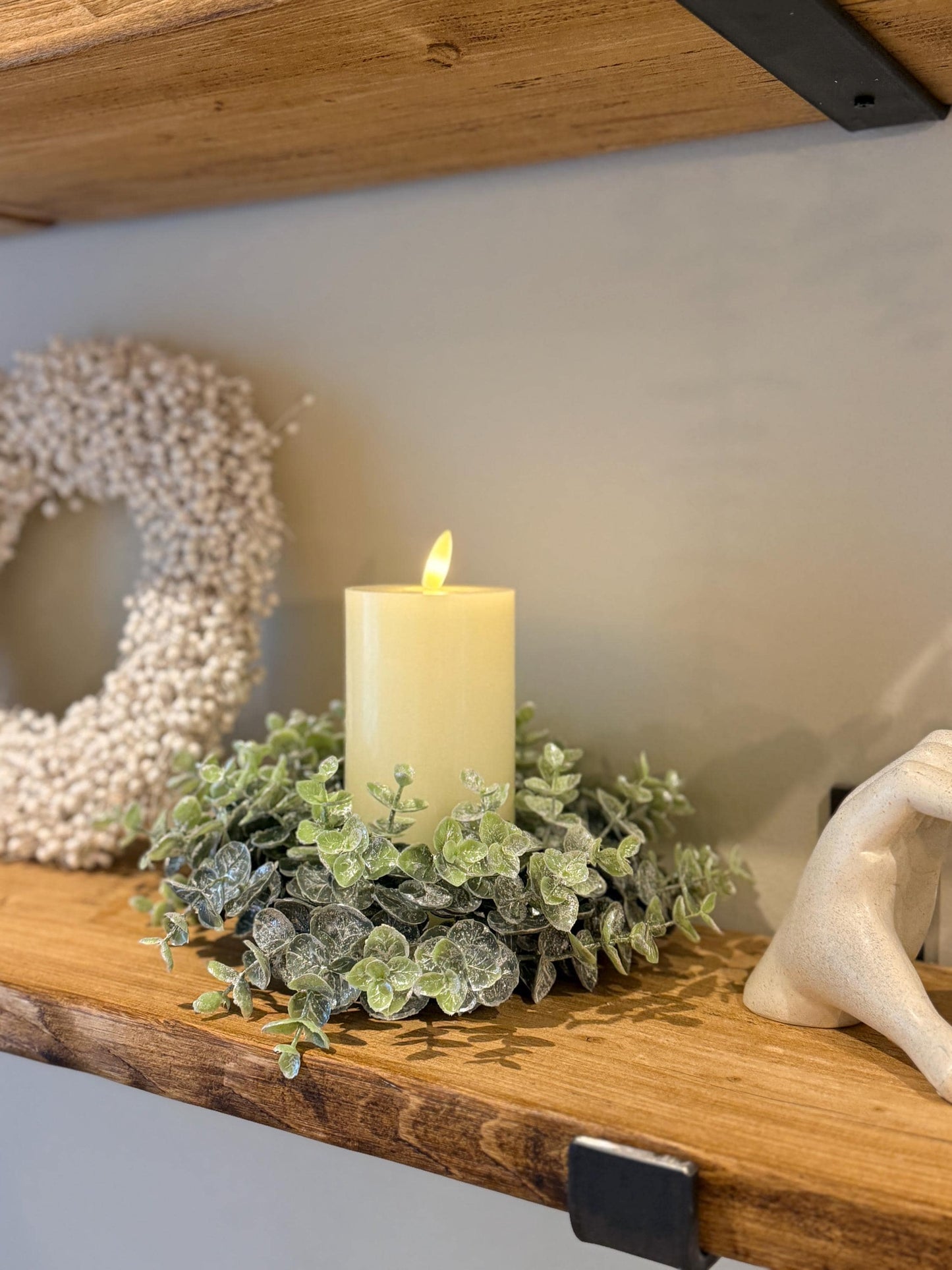 Eucalyptus Candle Wreath Autumn Winter Decor - Medium