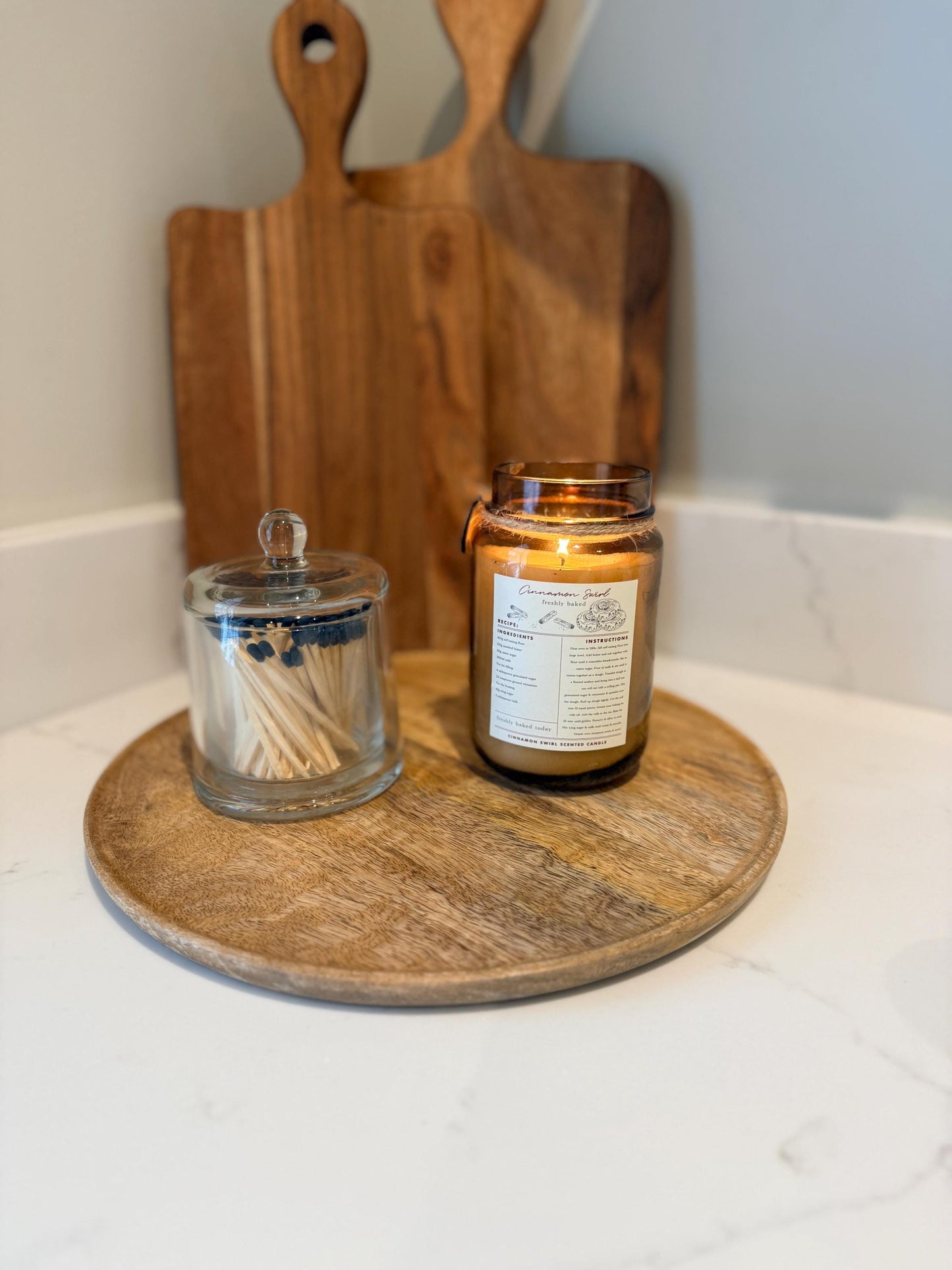 Round Mango Wood Decorative Tray | Natural Wooden Centrepiece