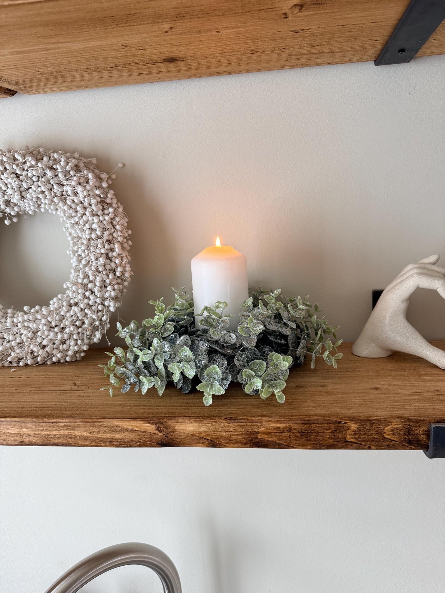 Eucalyptus Candle Wreath Autumn Winter Decor - Medium