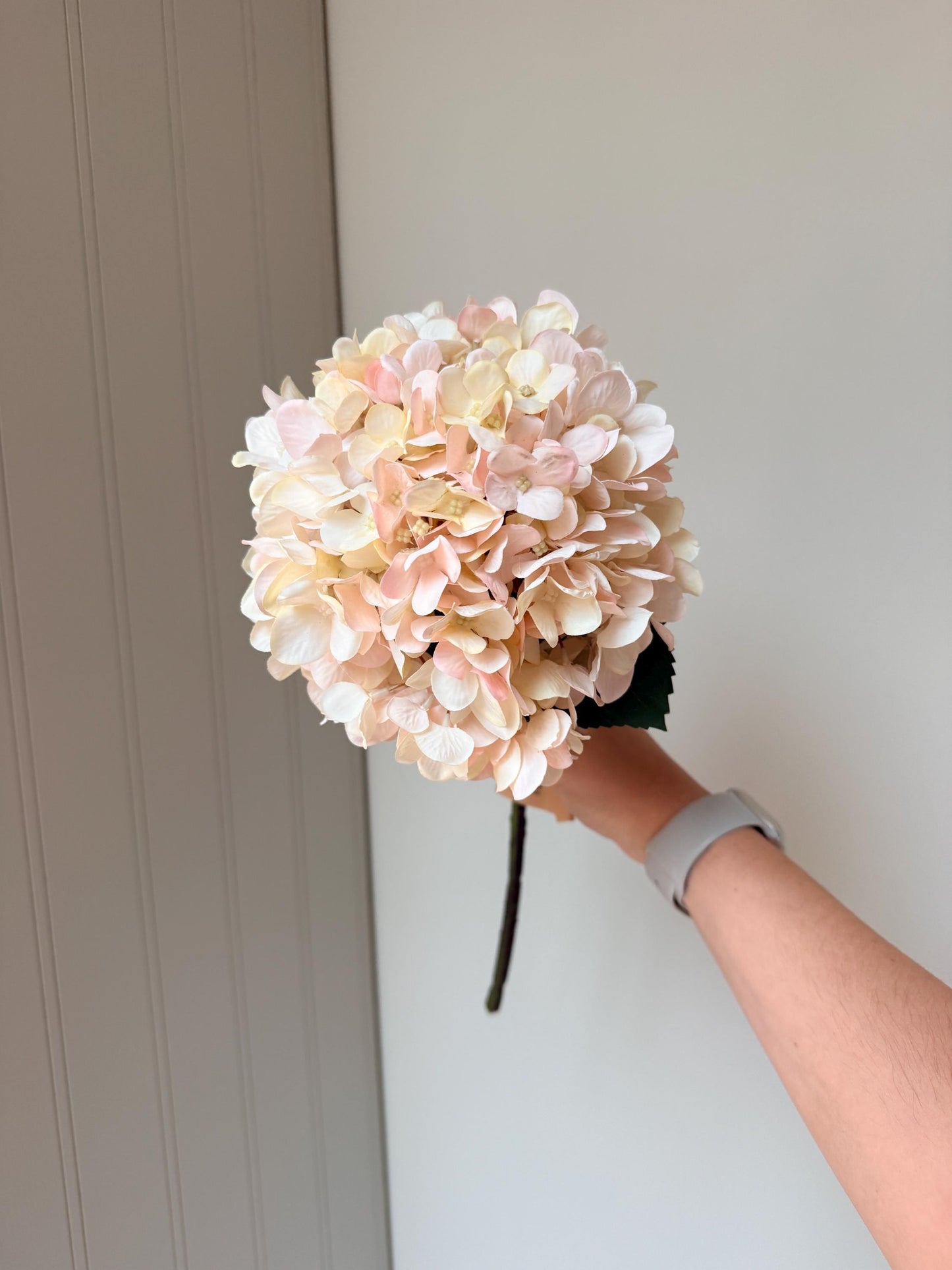 Autumn White with Pink Tone Artificial Hydrangea Stems