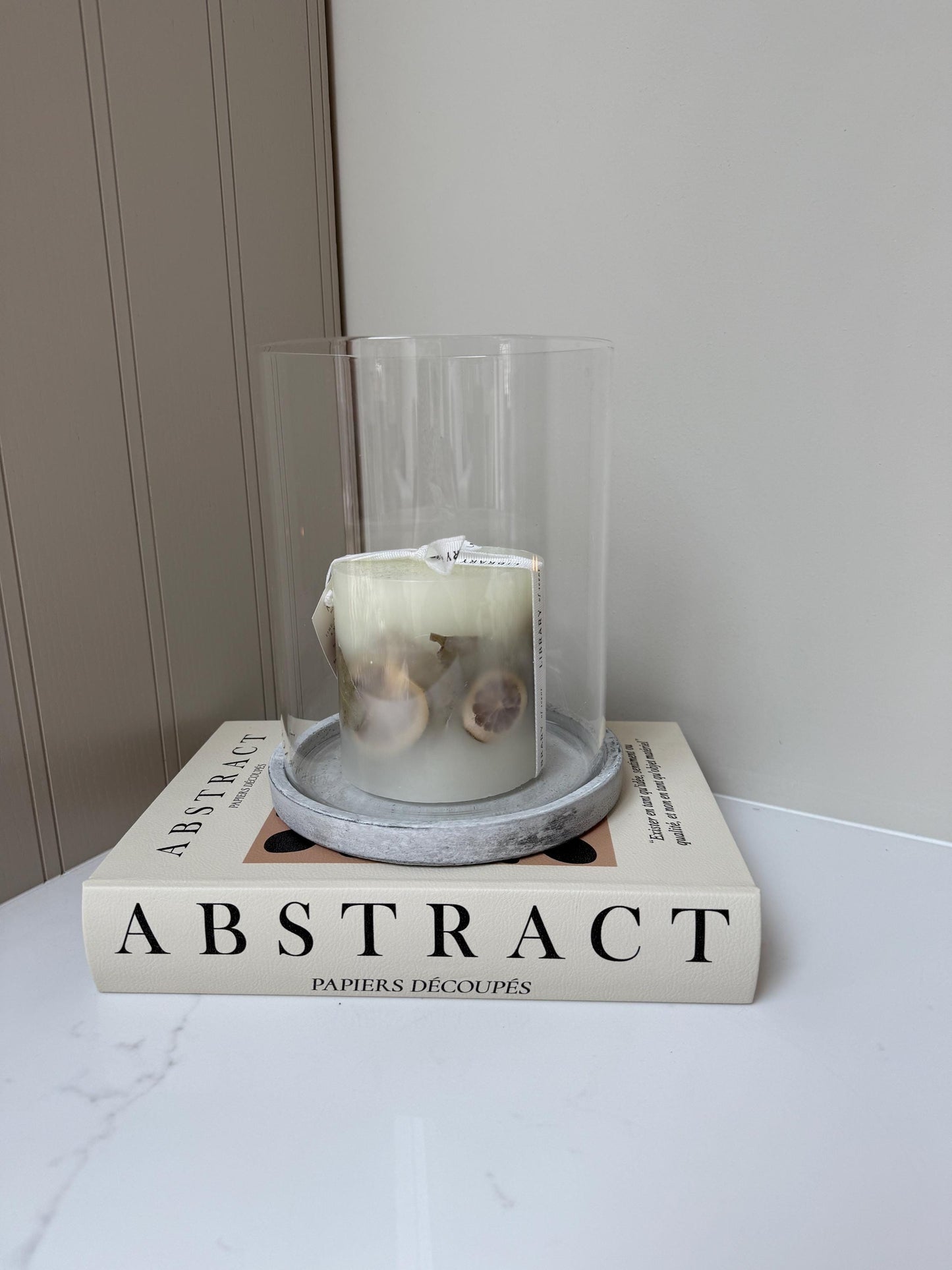 Stone Effect Glass Hurricane Candle Holder Lantern