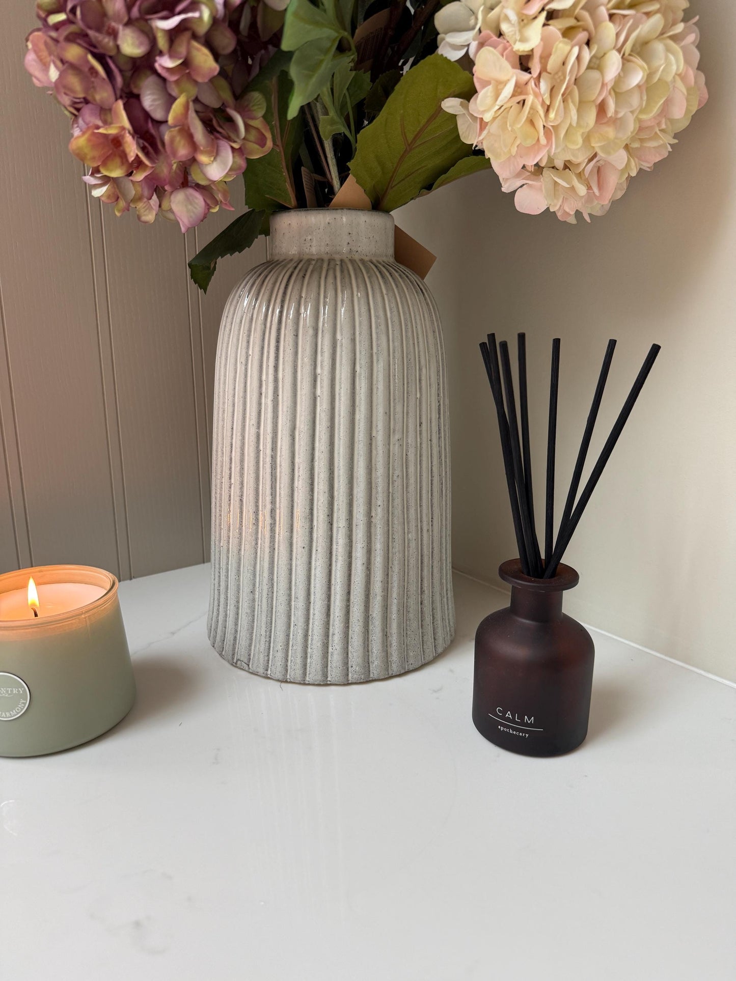 Sleek Ribbed Ceramic Vase