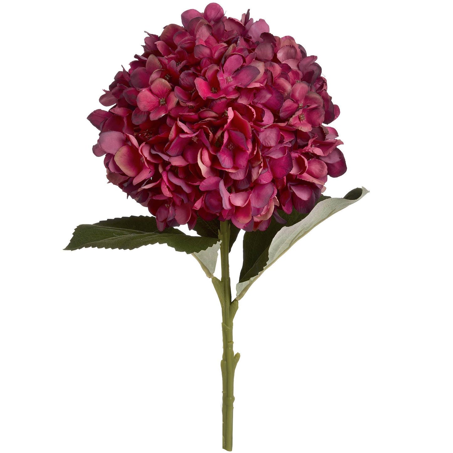 Autumn Ruby Red Burgundy Artificial Hydrangea Stems | 42cm Silk Faux Flowers