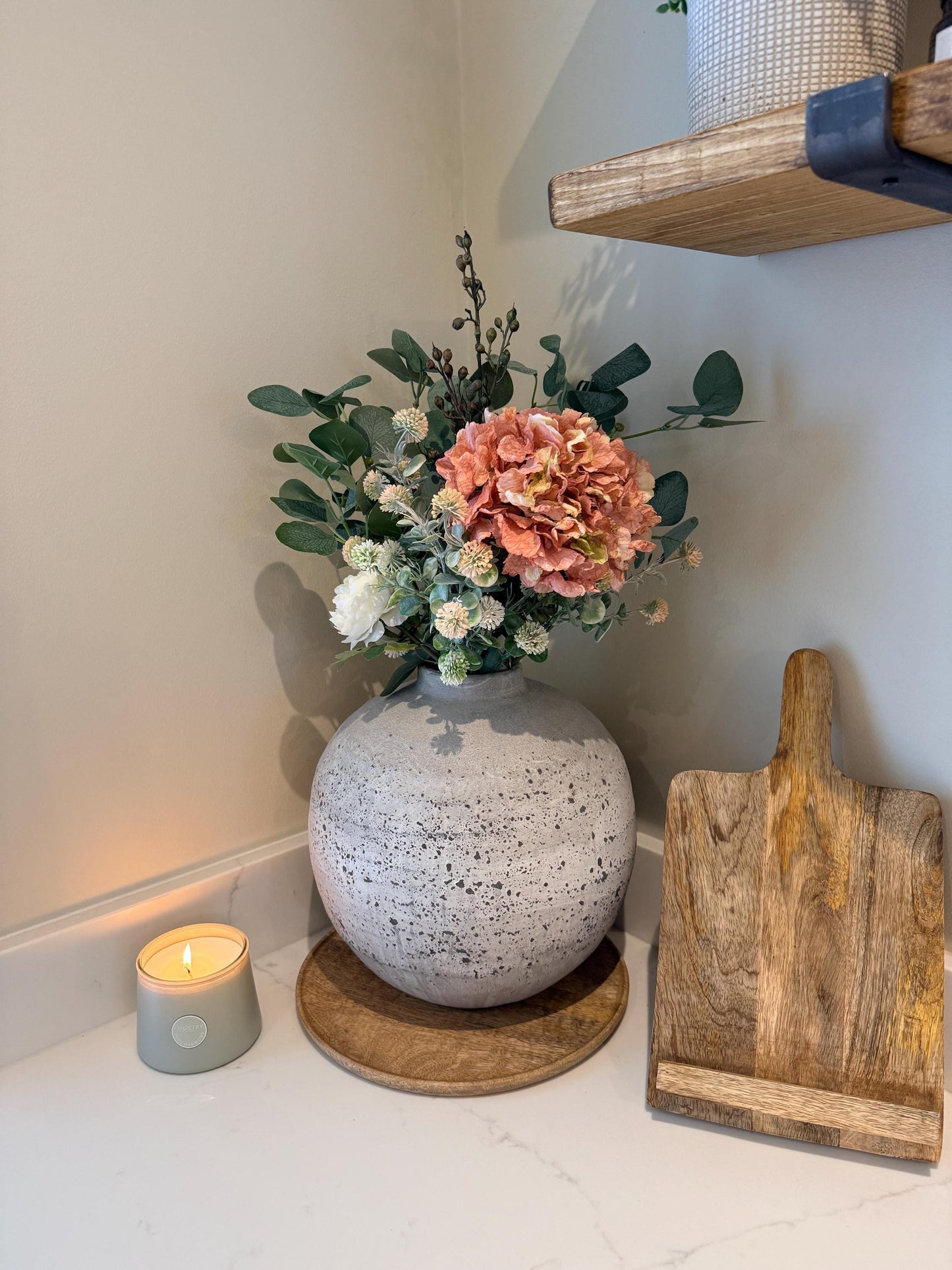 Mabel – Handmade Luxury Silk Autumn Floral Arrangement | Hydrangea, Ranunculus and Eucalyptus