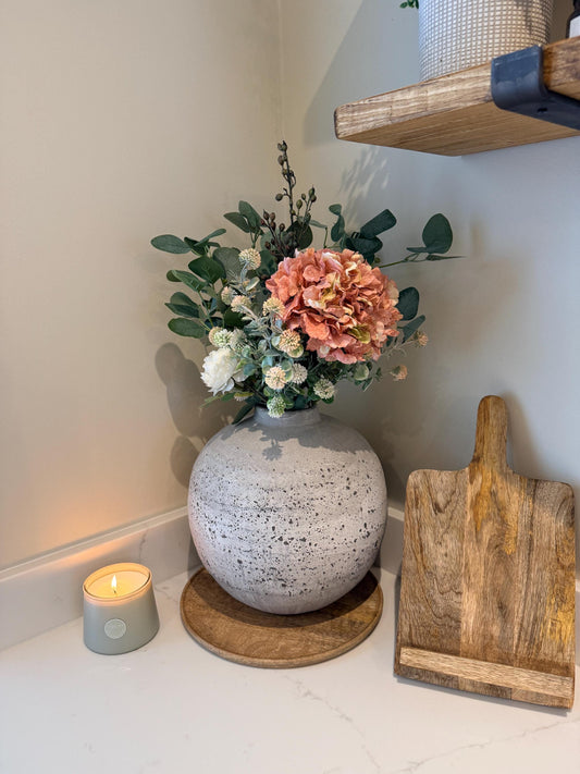 Mabel – Handmade Luxury Silk Autumn Floral Arrangement | Hydrangea, Ranunculus and Eucalyptus