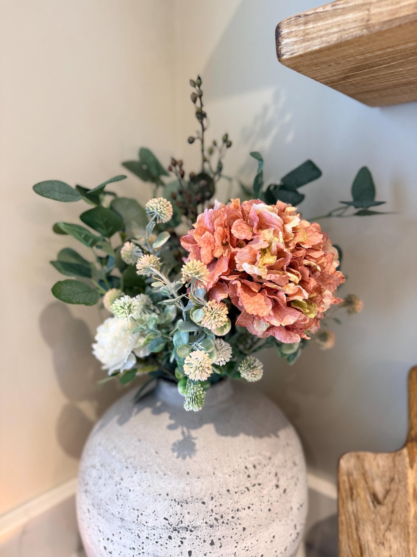 Mabel – Handmade Luxury Silk Autumn Floral Arrangement | Hydrangea, Ranunculus and Eucalyptus