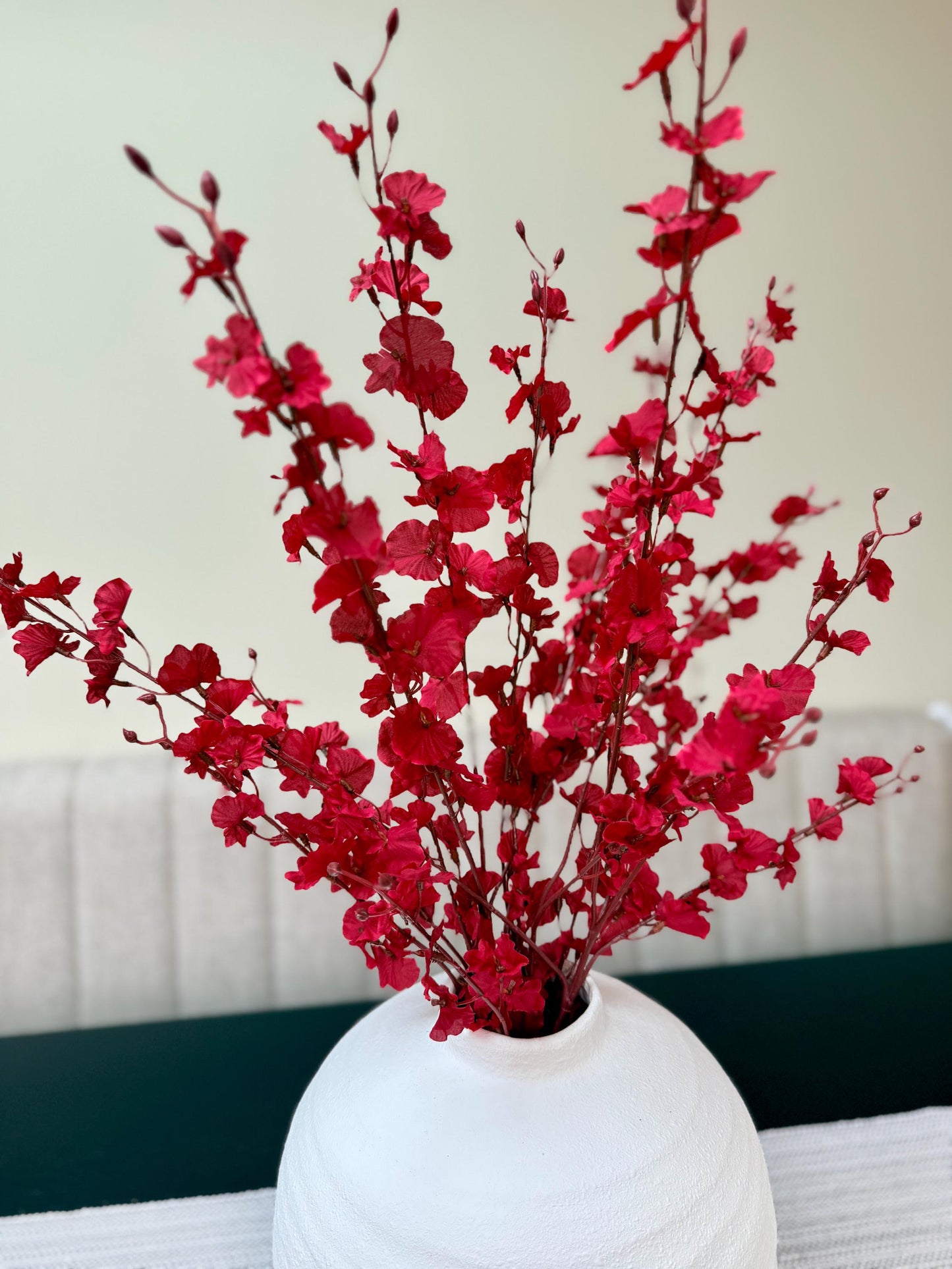 Tall Red Faux Orchid Stems – 91cm | Artificial Flower Stems