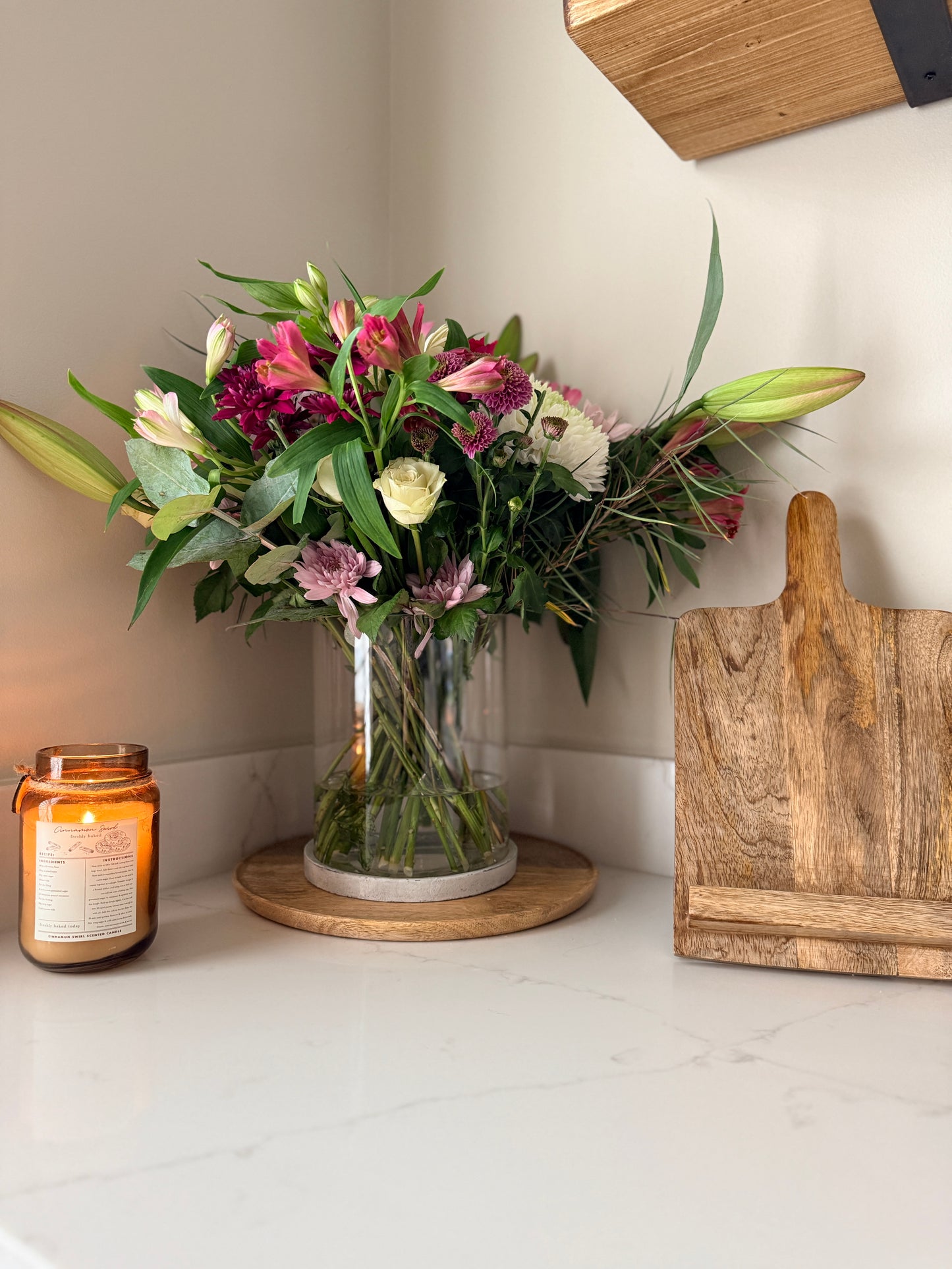 Stone Base Glass Vase & Candle Lantern – Dual Use Glass Vase