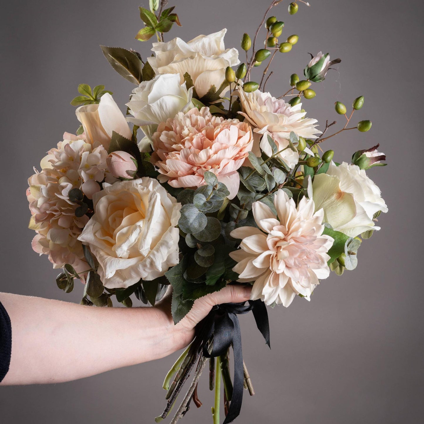 Peach Pink Peony Rose Luxury Faux Flower Stem