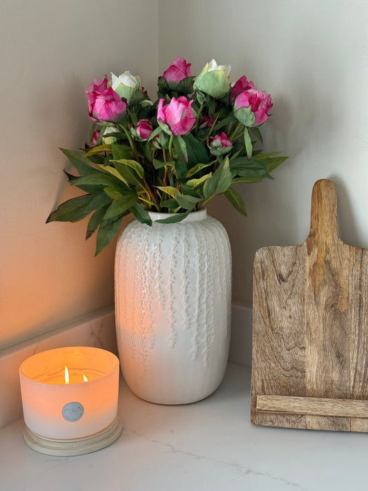Luxury Real Touch Ivory & Pink Peony Buds