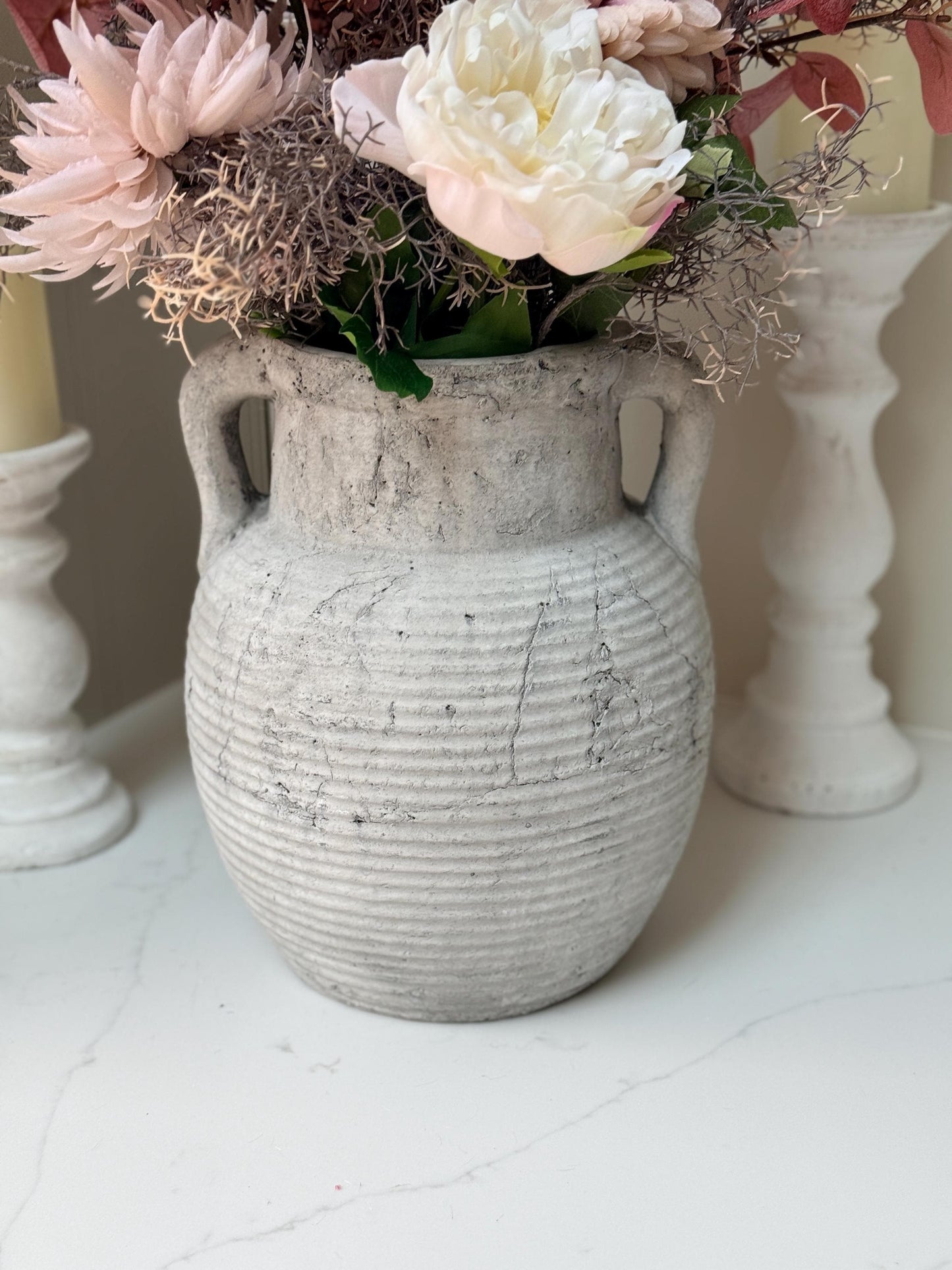 Emilia – Luxury Autumn Faux Burgundy and Dusky Pink Silk Peony Chrysanthemum Arrangement