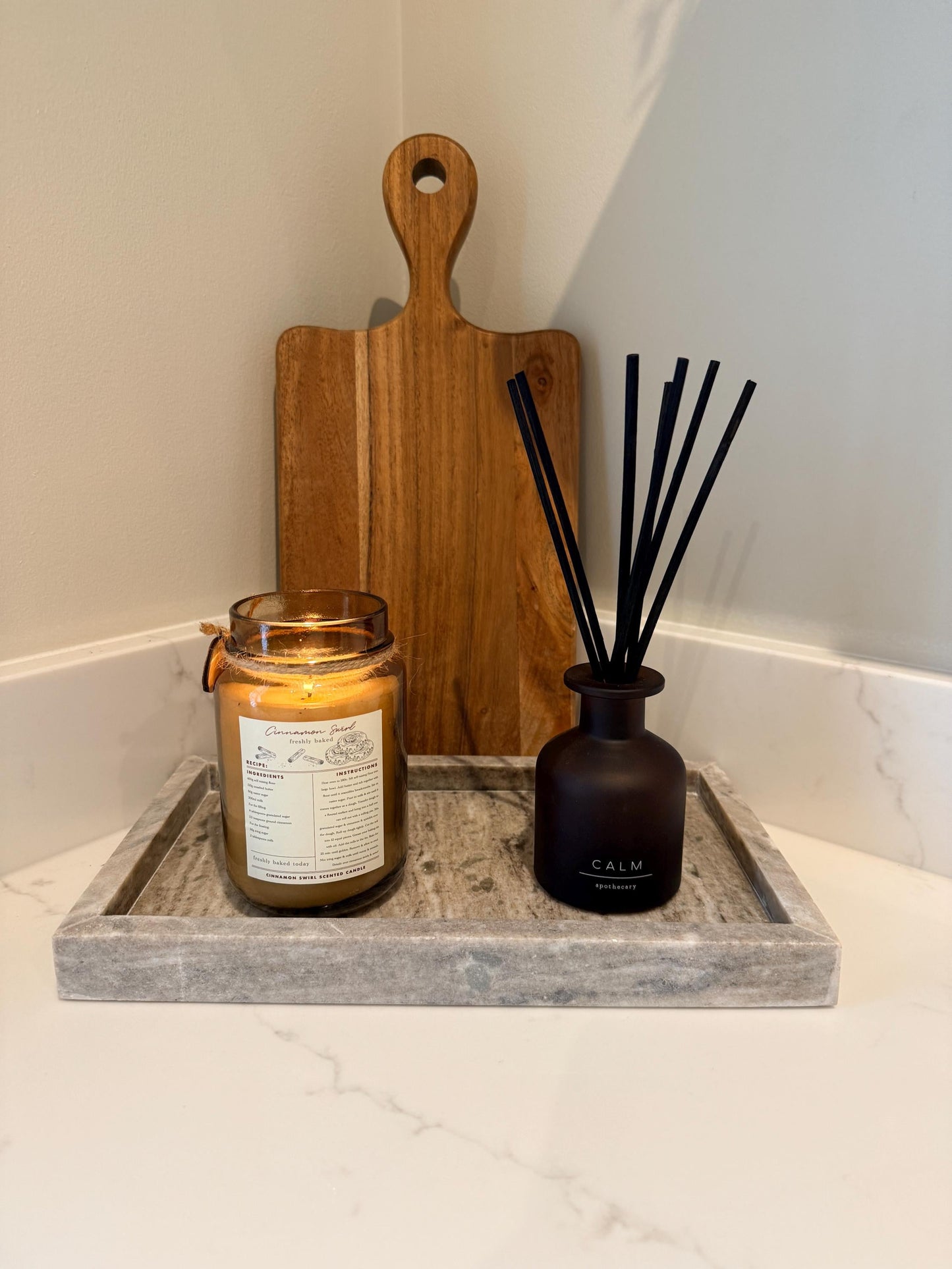 Rectangular Marble Decorative Tray | Bathroom Vanity Tray | Candle, Jewellery & Perfume Display | Luxury Stone Home Decor