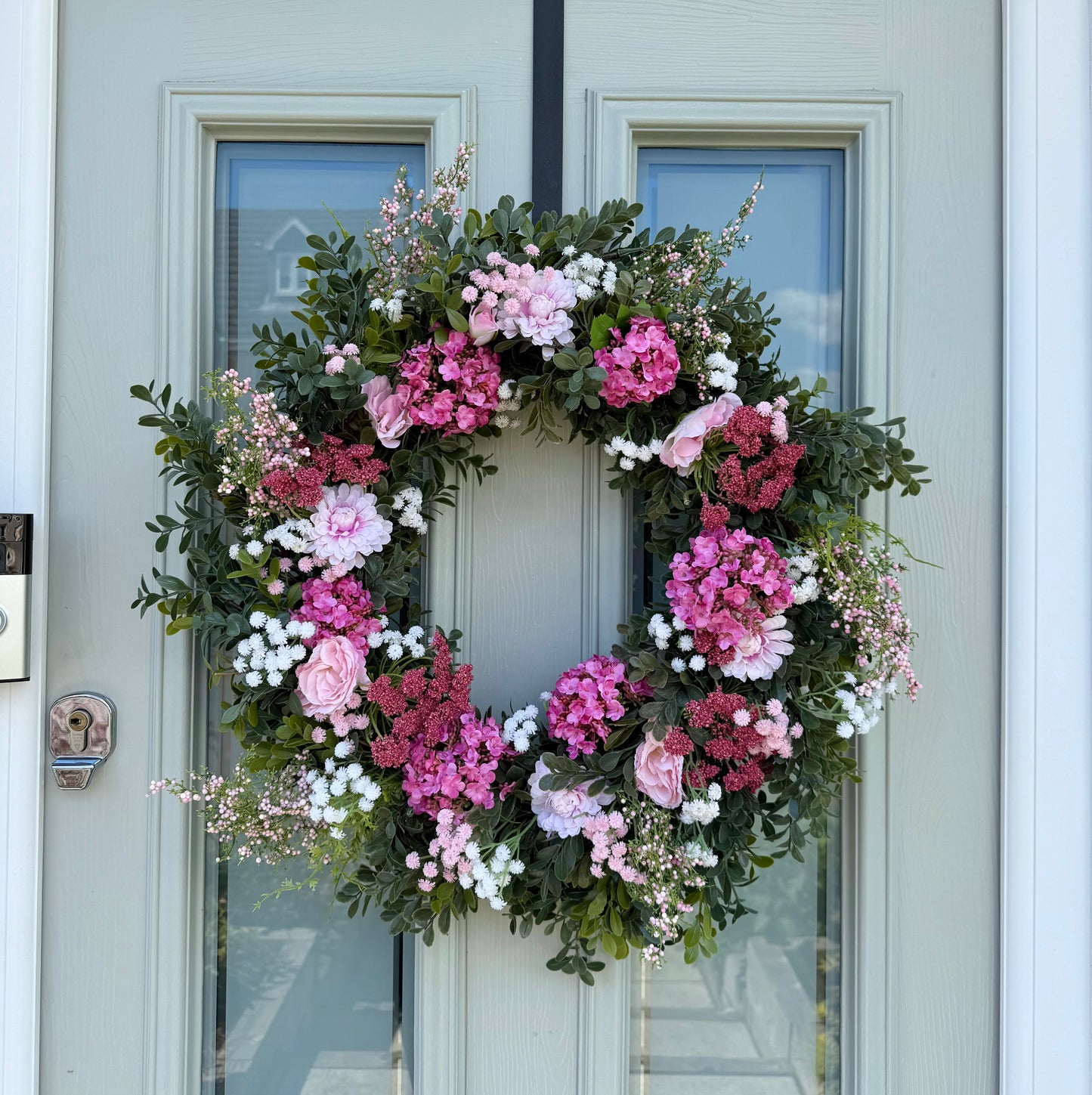 Extra Large 60cm Handmade Summer Garden Pink Wreath