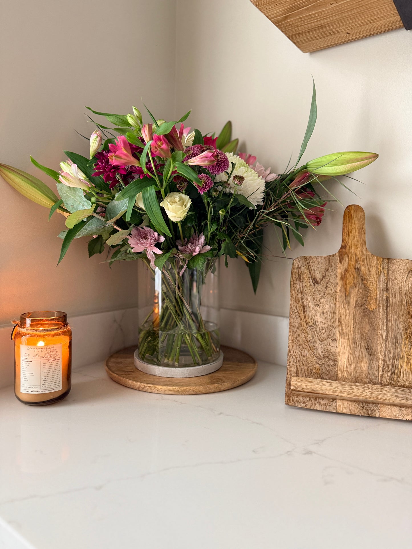 Stone Base Glass Vase & Candle Lantern – Dual Use Glass Vase