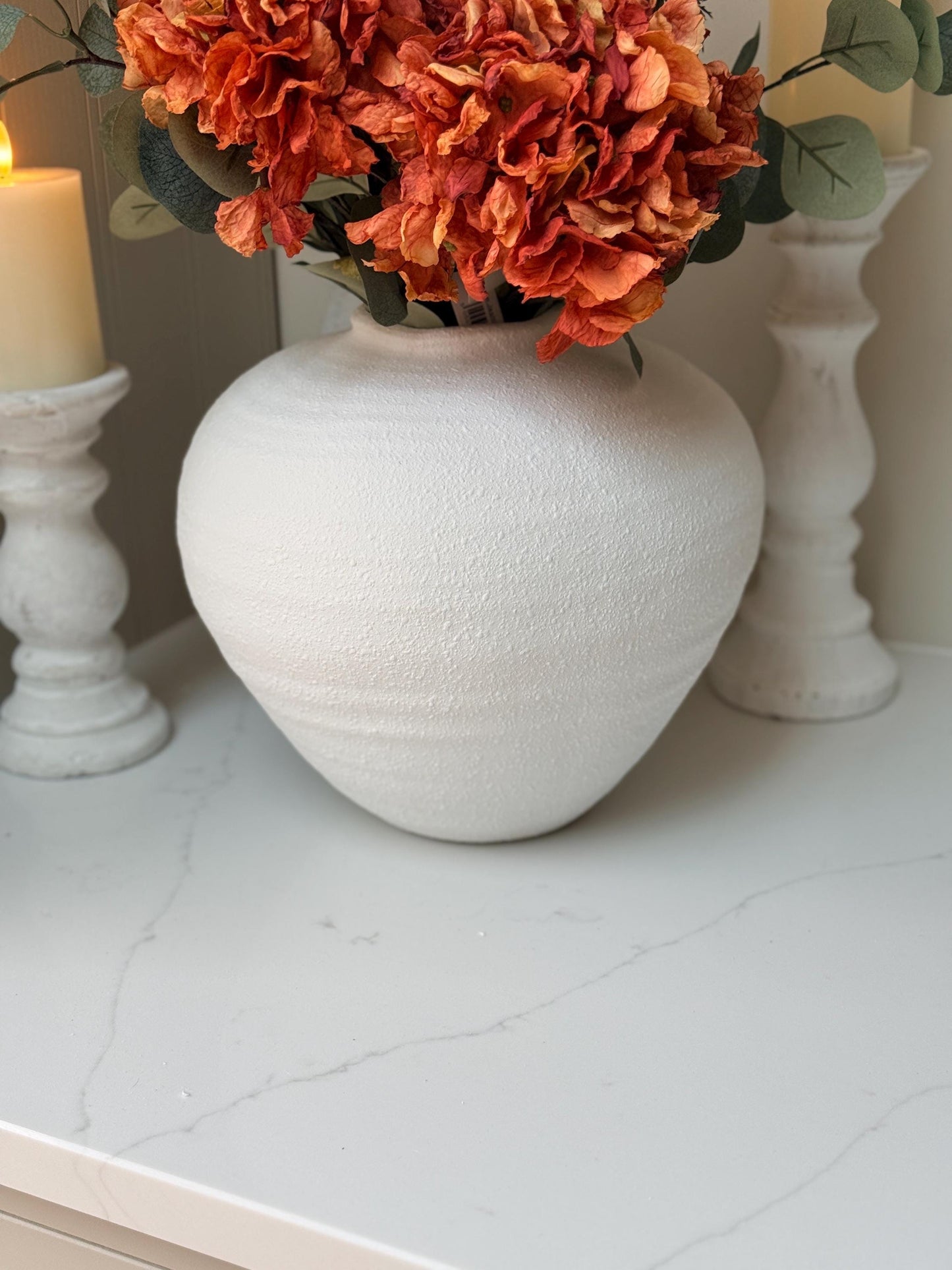 Handmade Luxury Silk Autumn Floral Arrangement | Orange Dried Hydrangea Artificial Flower Bouquet