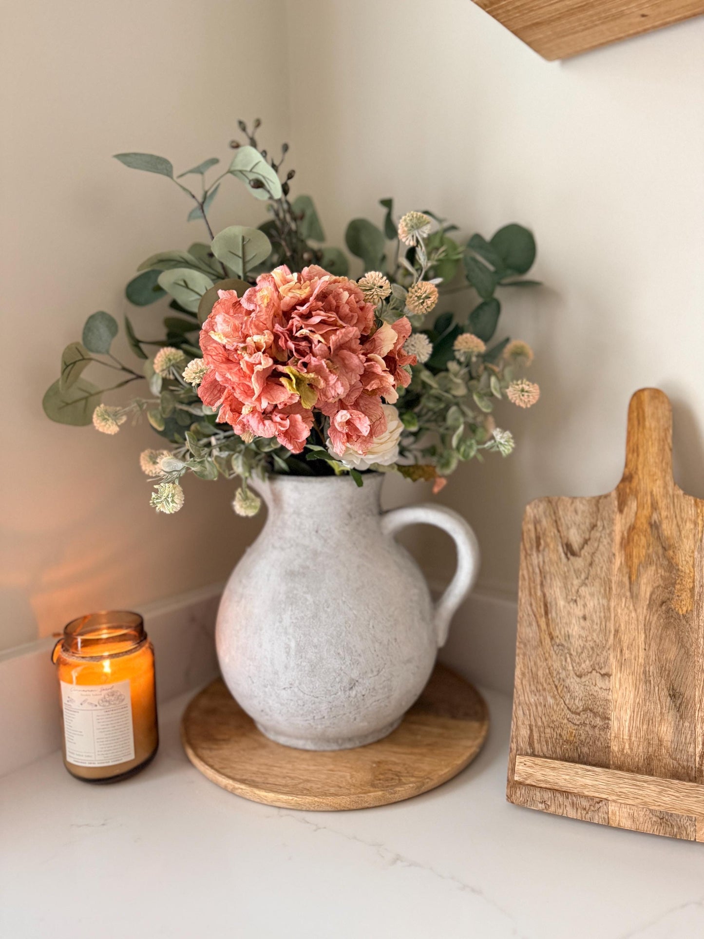 Rustic Stone Jug Vase – Distressed Grey Concrete Effect