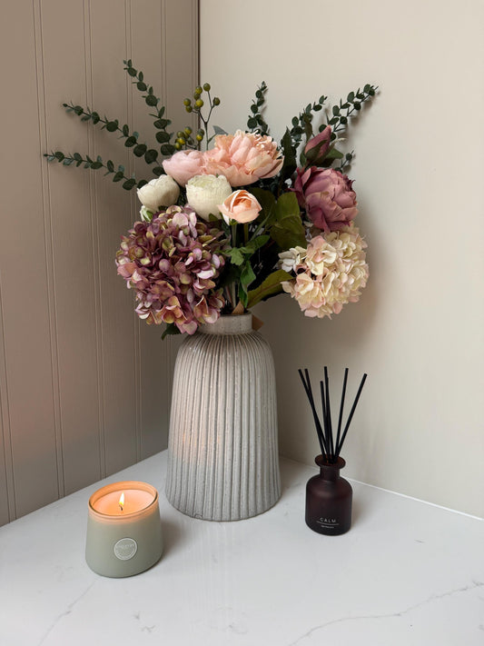 Sleek Ribbed Ceramic Vase