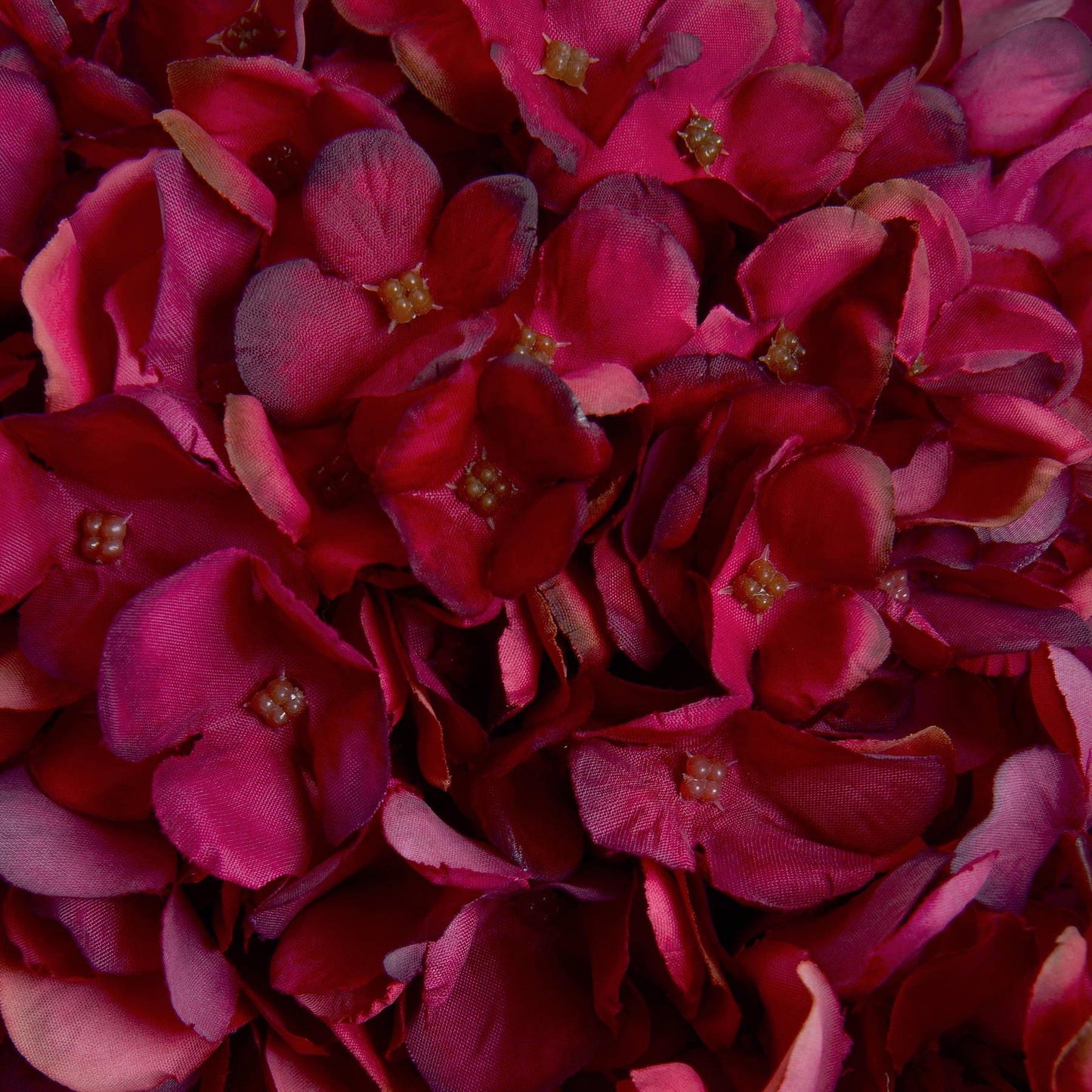 Autumn Ruby Red Burgundy Artificial Hydrangea Stems | 42cm Silk Faux Flowers