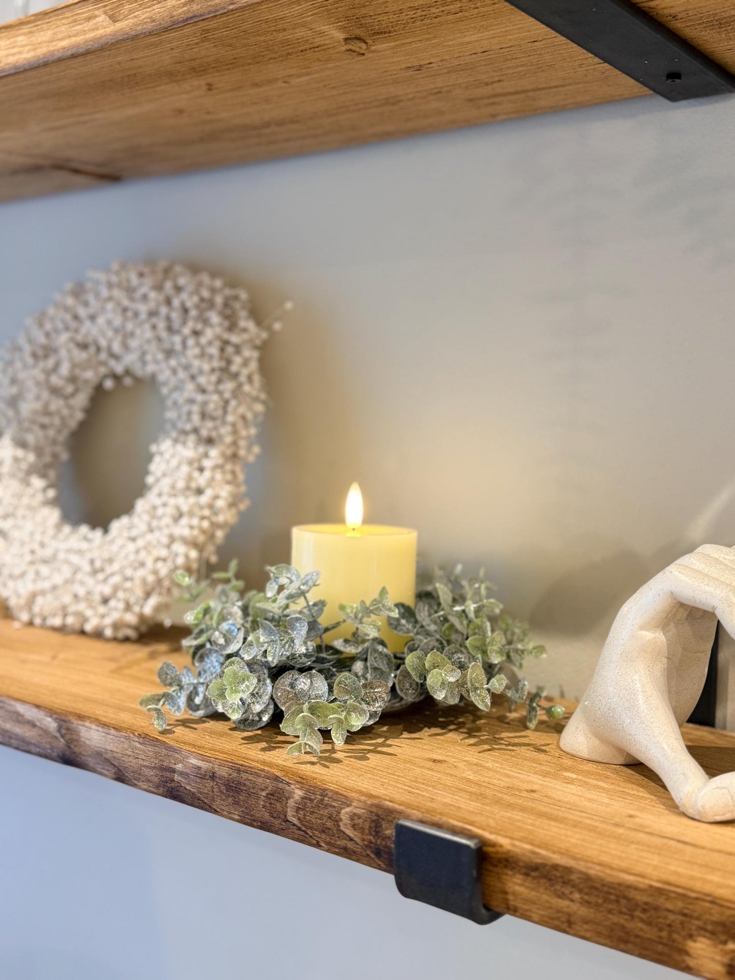 Eucalyptus Candle Wreath Autumn Winter Decor - Small