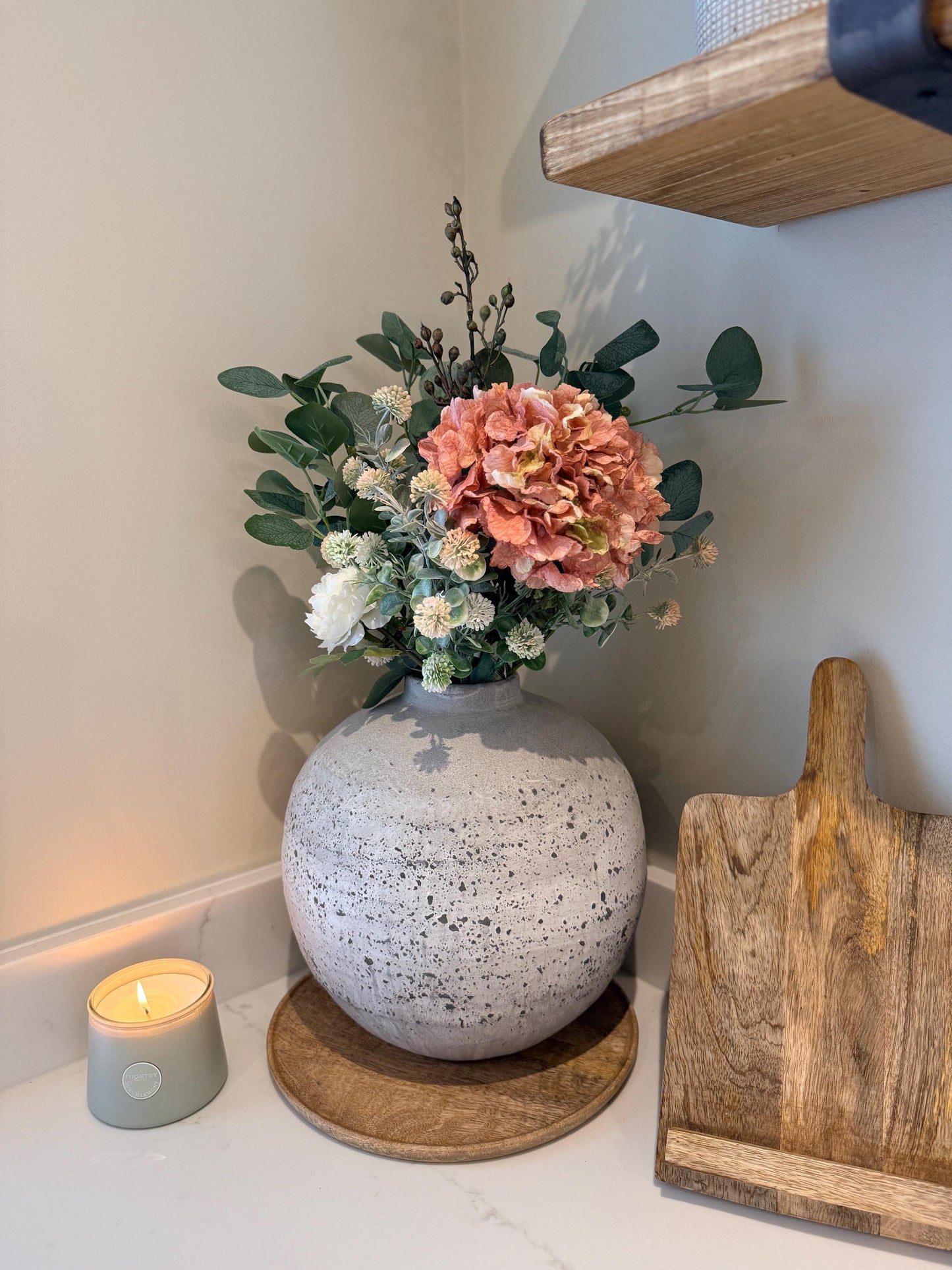 Mabel – Handmade Luxury Silk Autumn Floral Arrangement | Hydrangea, Ranunculus and Eucalyptus