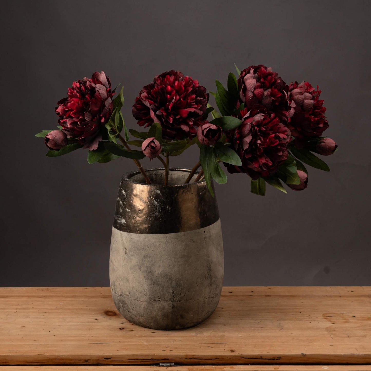 Burgundy Peony Realistic Artificial Faux Flower Stem