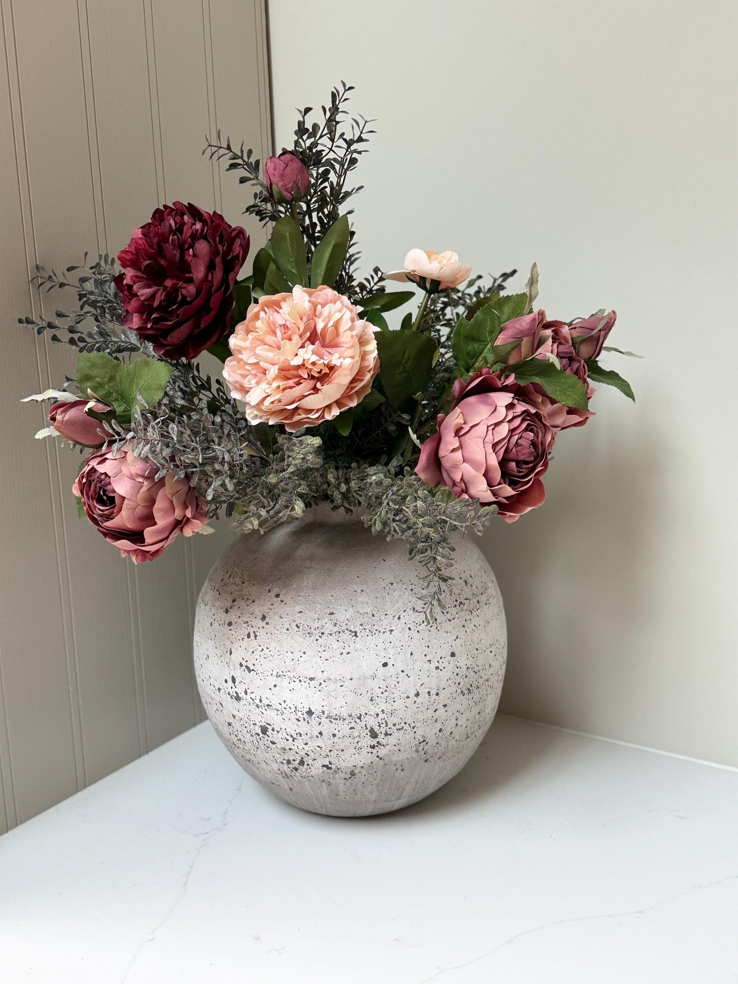 Isabella – Luxury Silk Autumn Floral Arrangement | Blush & Burgundy Peonies