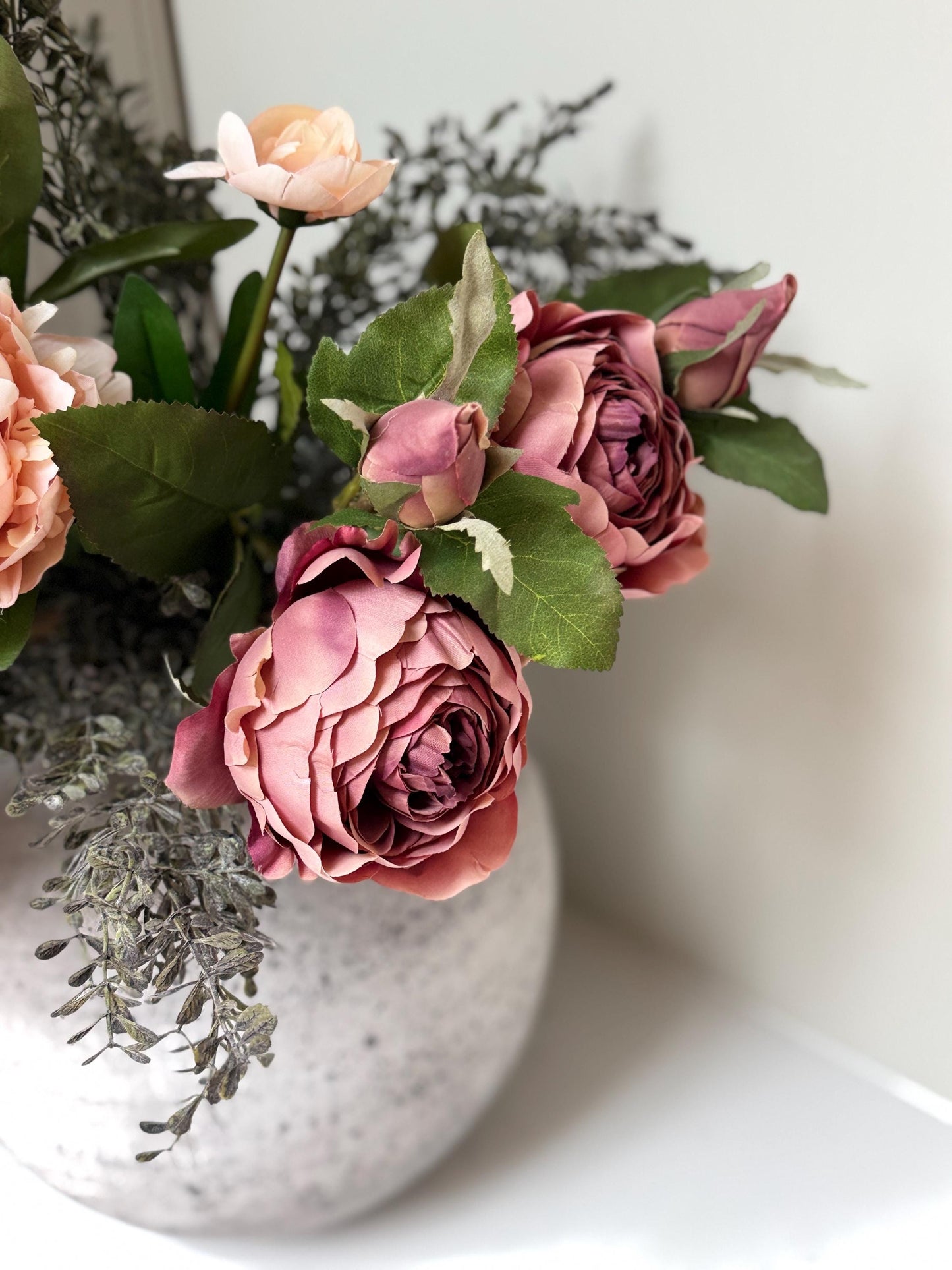 Isabella – Luxury Silk Autumn Floral Arrangement | Blush & Burgundy Peonies