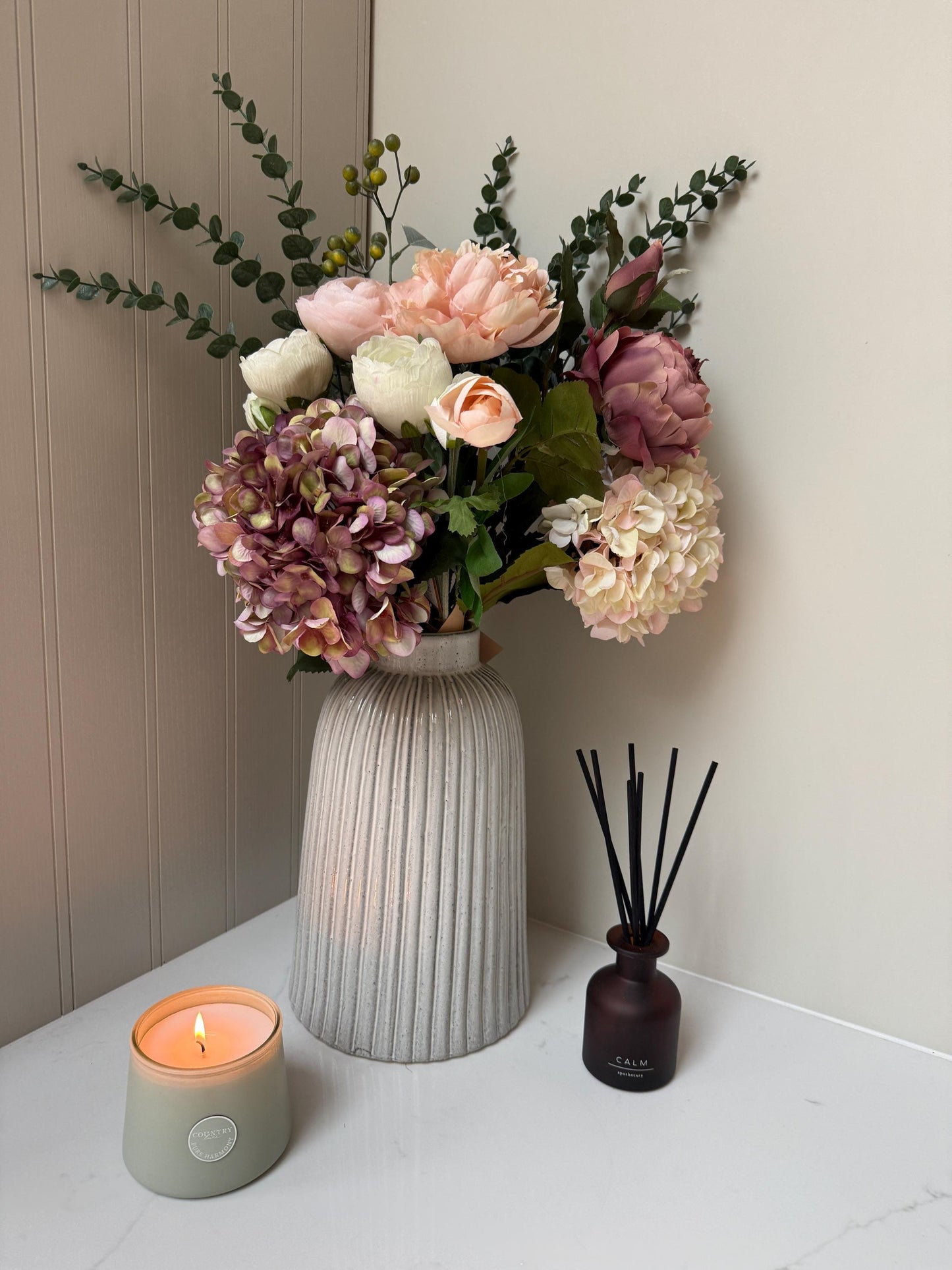 Sleek Ribbed Ceramic Vase