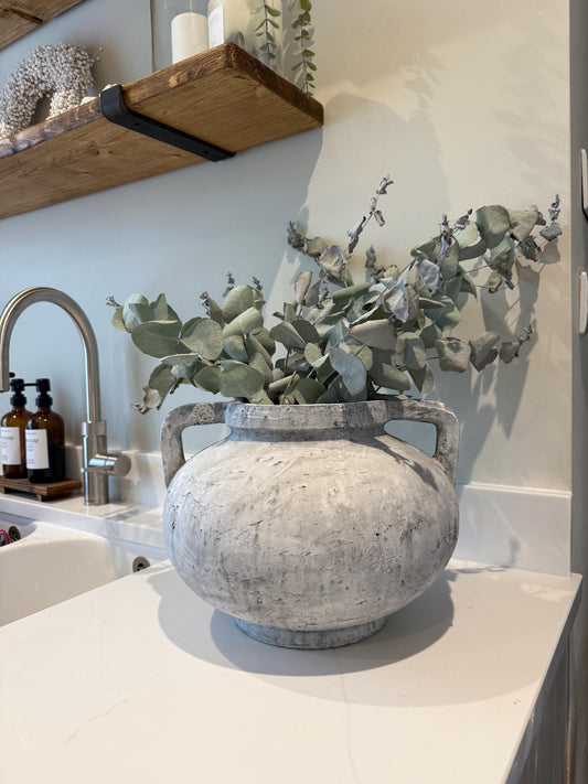 Rustic Stone Vase with Handles