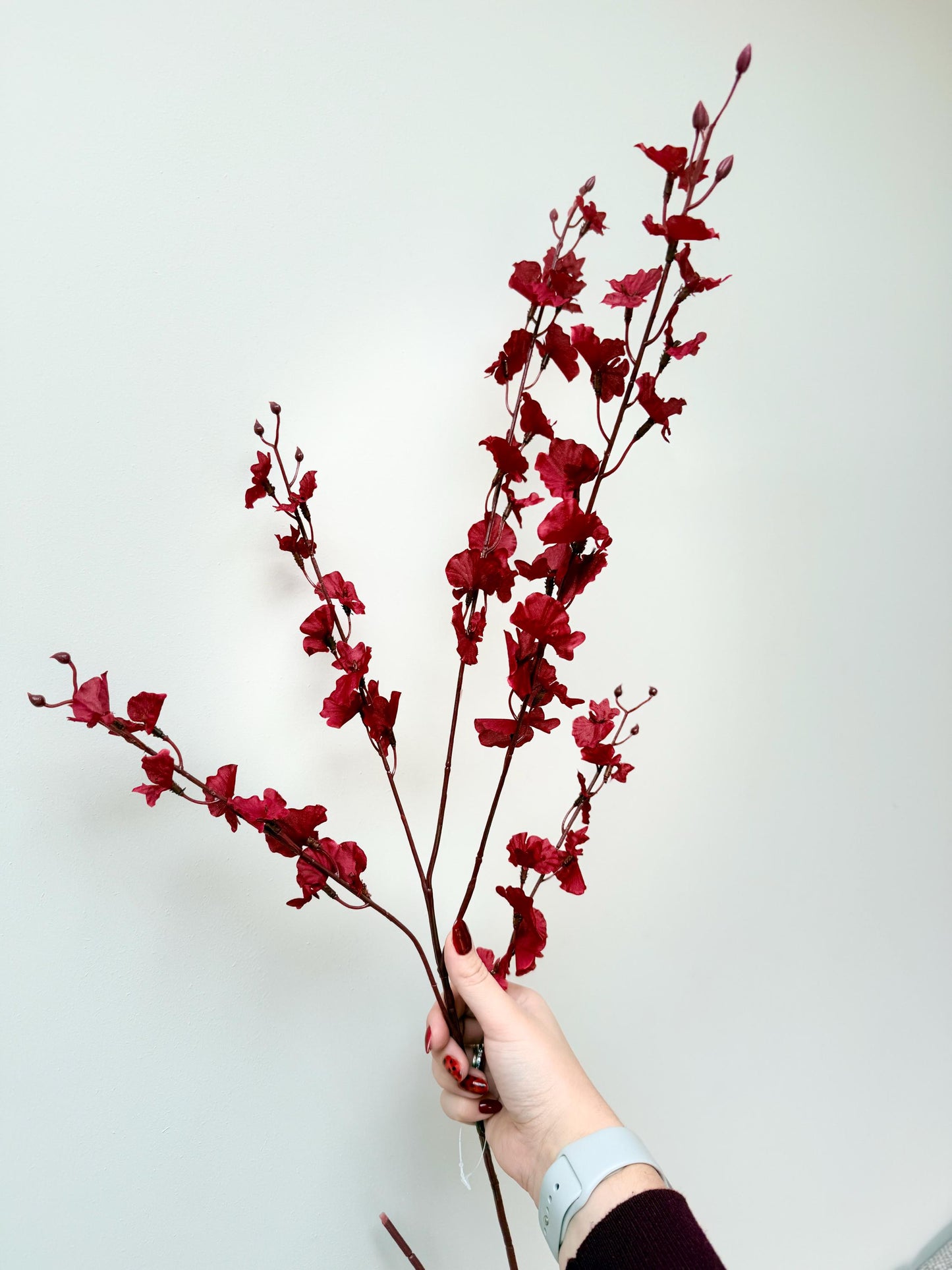 Tall Red Faux Orchid Stems – 91cm | Artificial Flower Stems