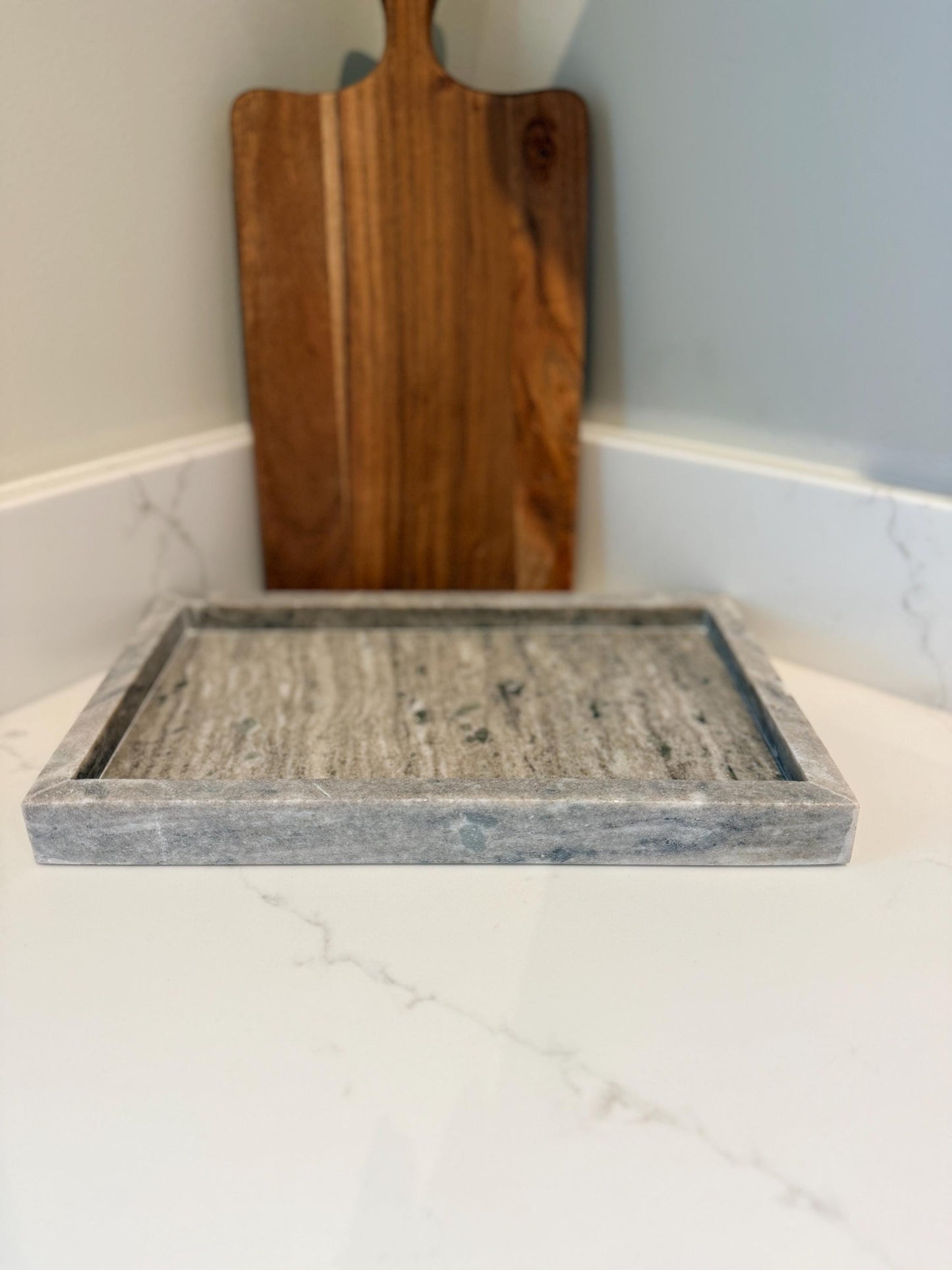 Rectangular Marble Decorative Tray | Bathroom Vanity Tray | Candle, Jewellery & Perfume Display | Luxury Stone Home Decor