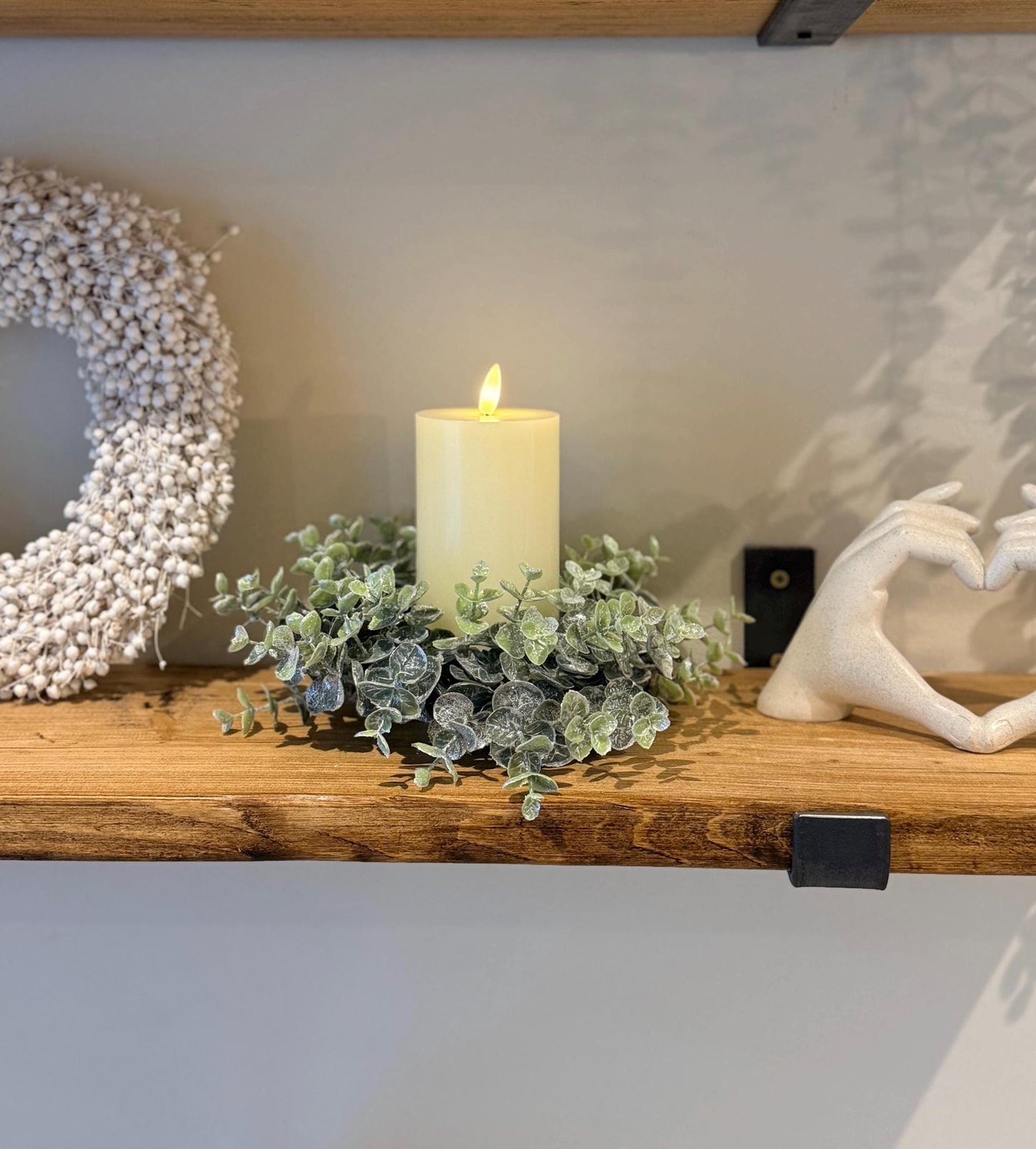 Eucalyptus Candle Wreath Autumn Winter Decor - Medium