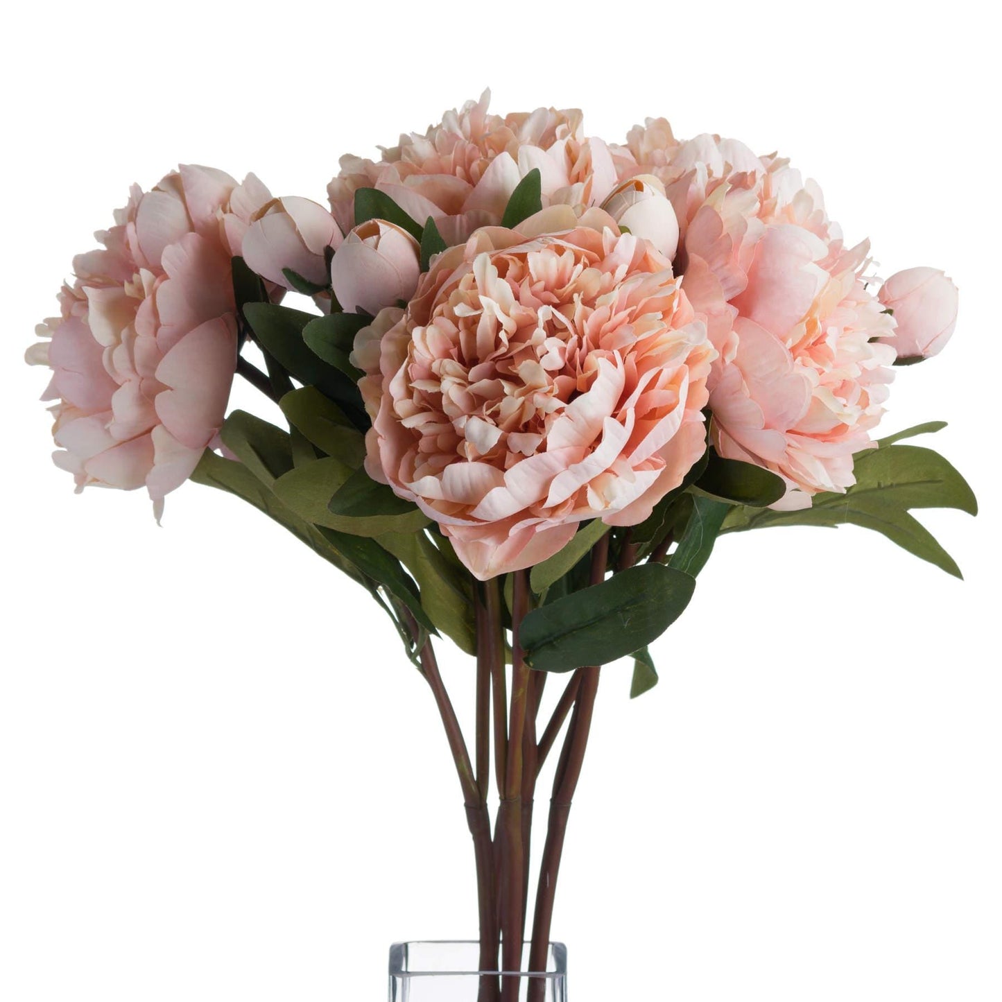 Peach Pink Peony Rose Luxury Faux Flower Stem