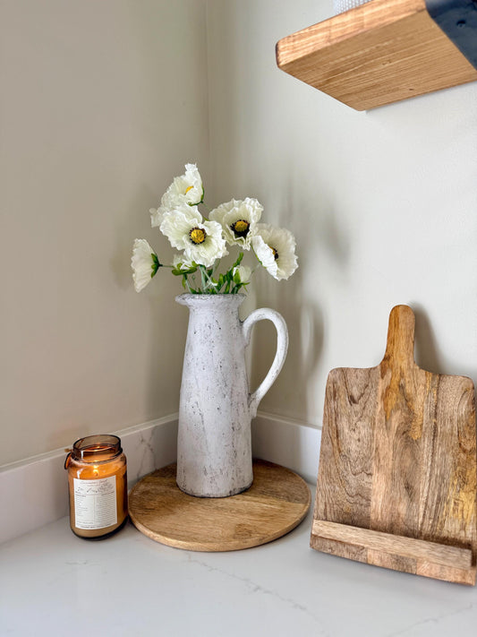 Tall Poppy Stems in Pink & White – Artificial Flowers | Realistic Poppies for Vases, Rustic Farmhouse Modern Home Decor