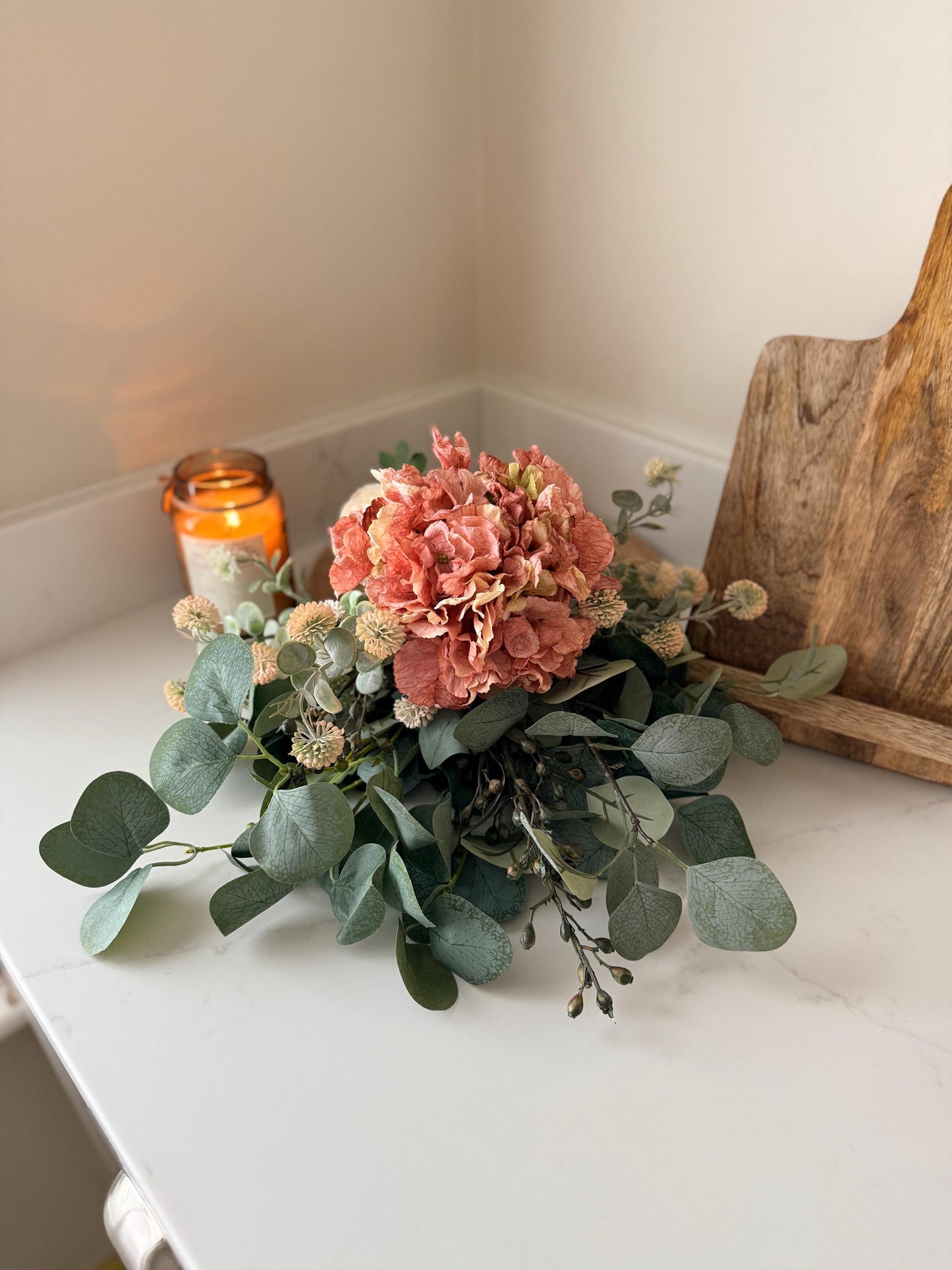 Mabel – Handmade Luxury Silk Autumn Floral Arrangement | Hydrangea, Ranunculus and Eucalyptus