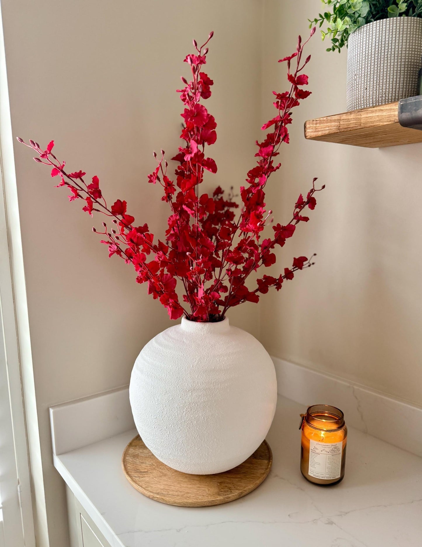 Tall Red Faux Orchid Stems – 91cm | Artificial Flower Stems