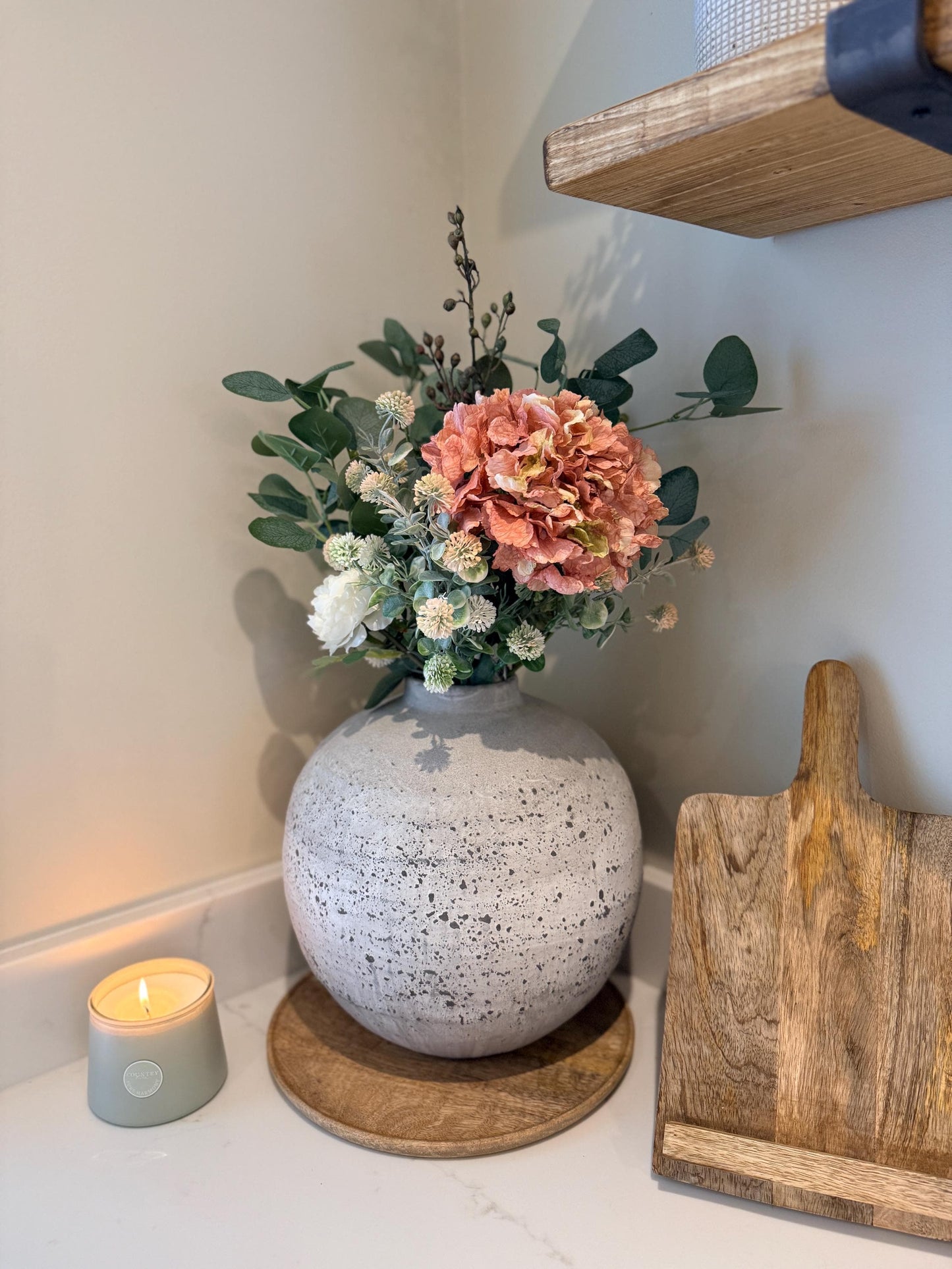 Mabel – Handmade Luxury Silk Autumn Floral Arrangement | Hydrangea, Ranunculus and Eucalyptus