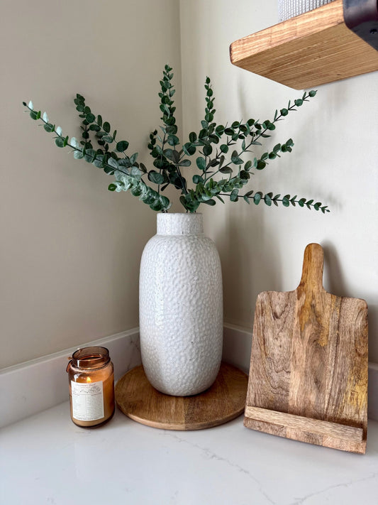 Large White Dimpled Textured Ceramic Vase - NalaWillowCo