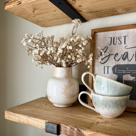 Marbled Ceramic Vase with Cream Gyp - NalaWillowCo