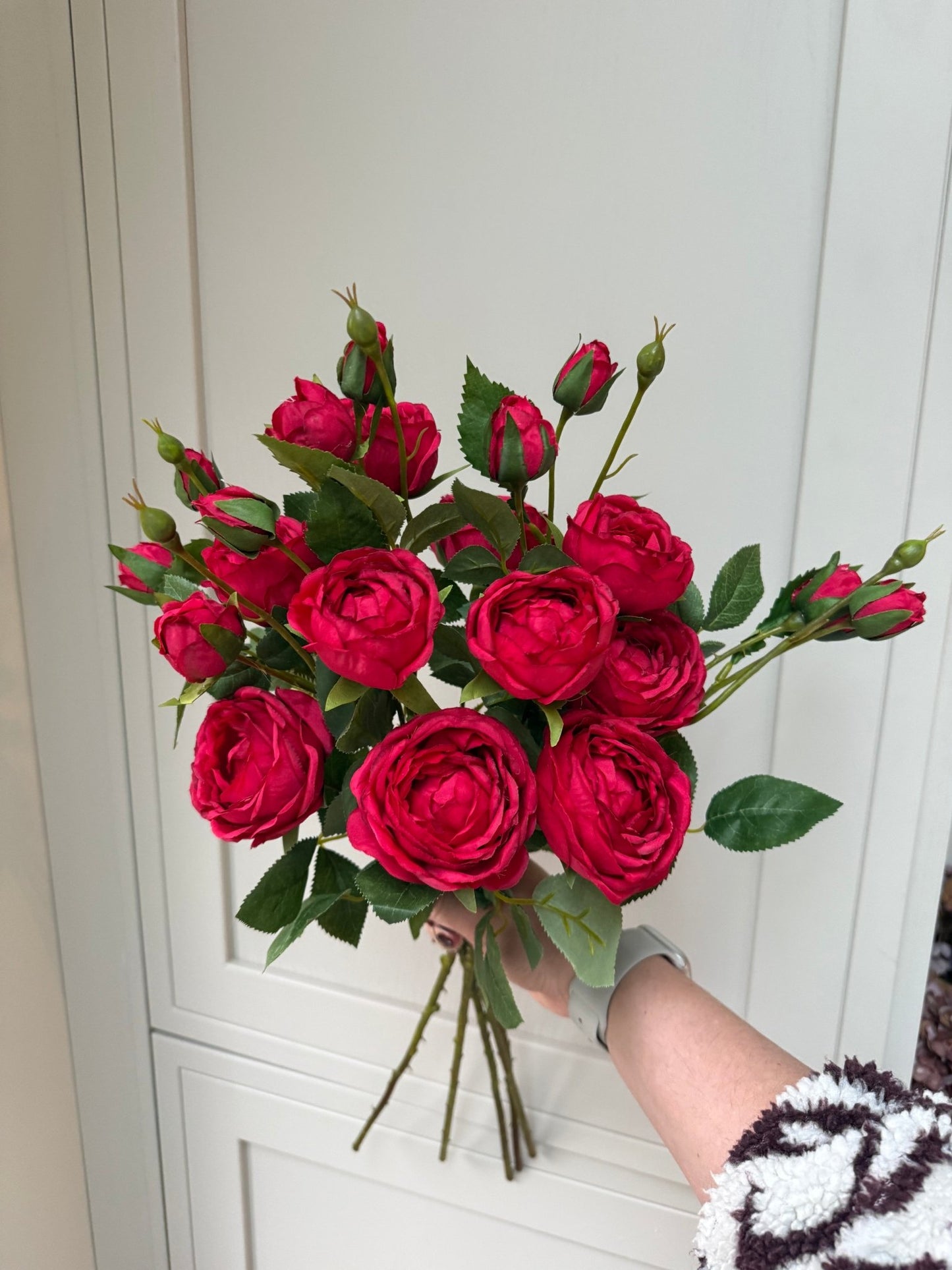 Red Garden Peony Rose Bouquet - NalaWillowCo