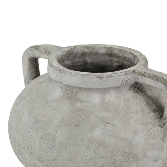Rustic Stone Vase with Handles Distressed Concrete Finish - NalaWillowCo