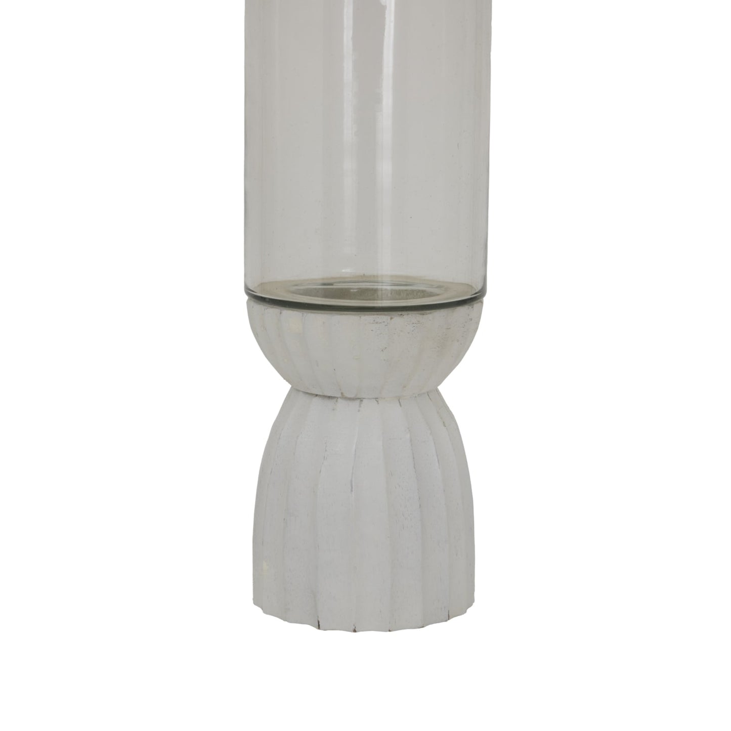 White Carved Glass Hurricane Lantern - NalaWillowCo