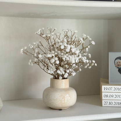 Small Marbled Ceramic Vase with White Gyp