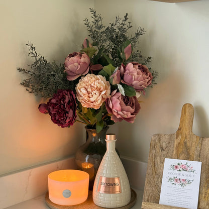 Isabella – Luxury Silk Autumn Floral Arrangement | Blush & Burgundy Peonies