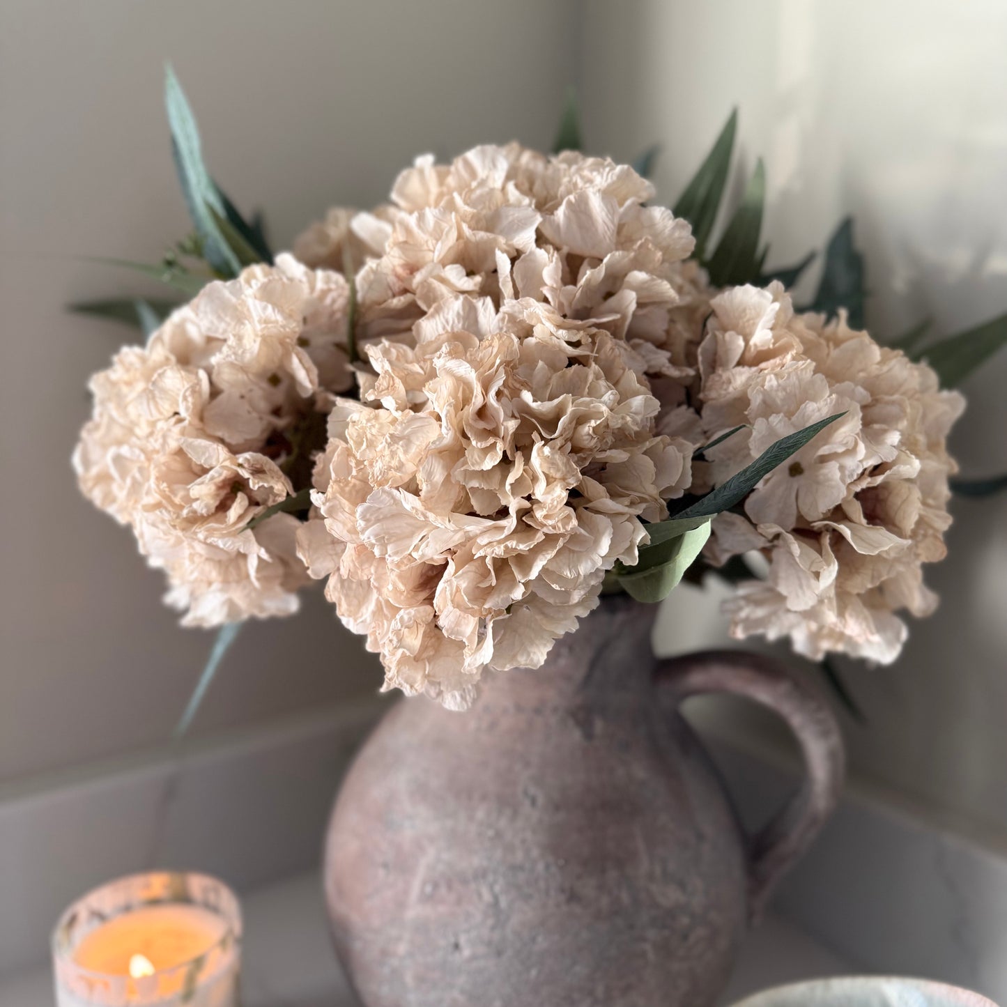 Nude Hydrangea & Eucalyptus Arrangement